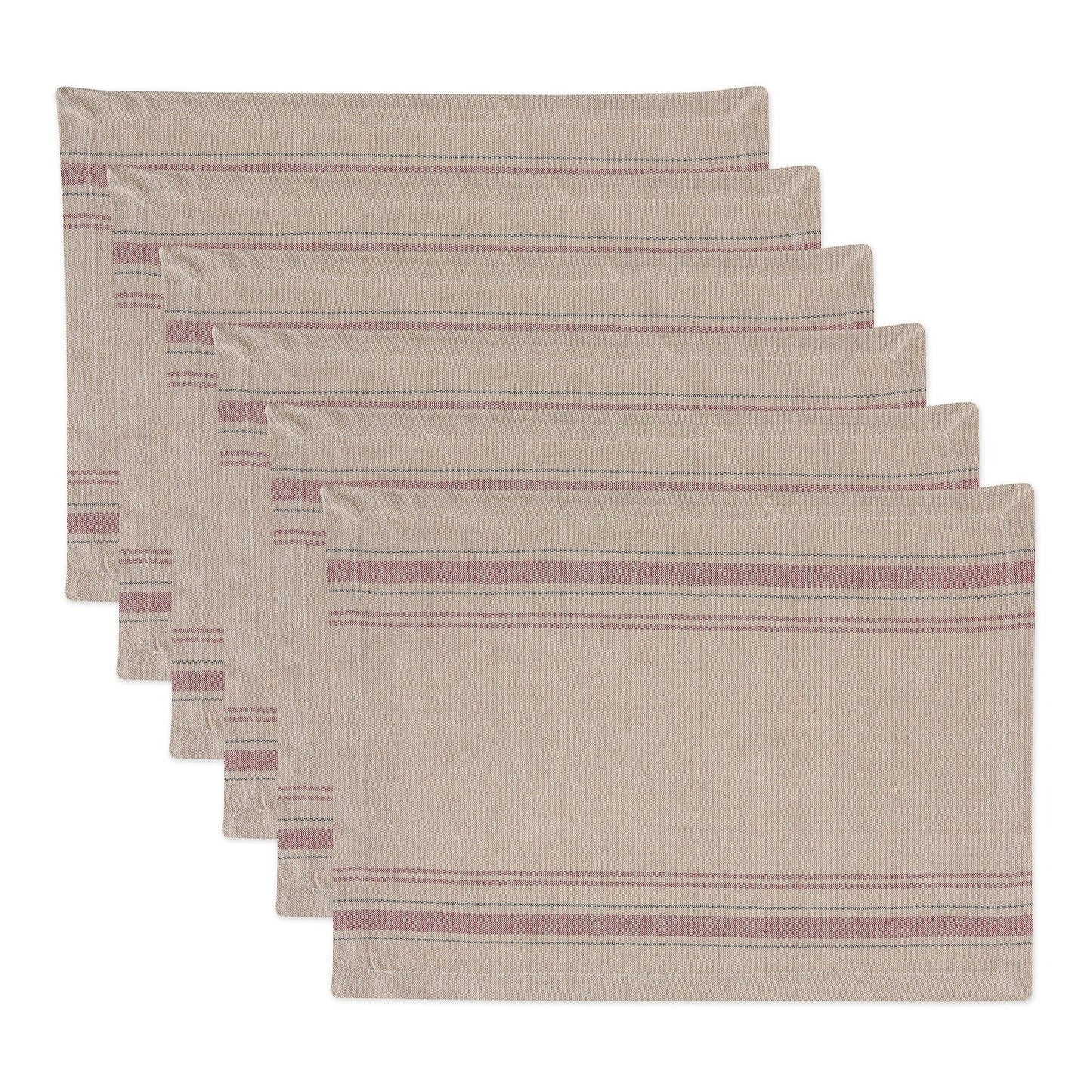 Tango Red French Stripe Placemats, Set Of 6