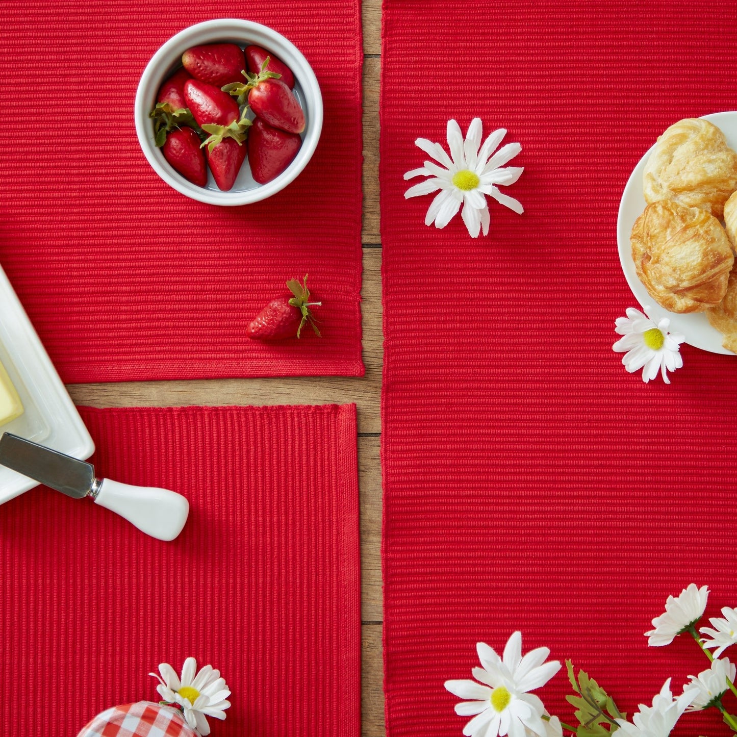 Tango Red Ribbed Placemats, Set Of 6