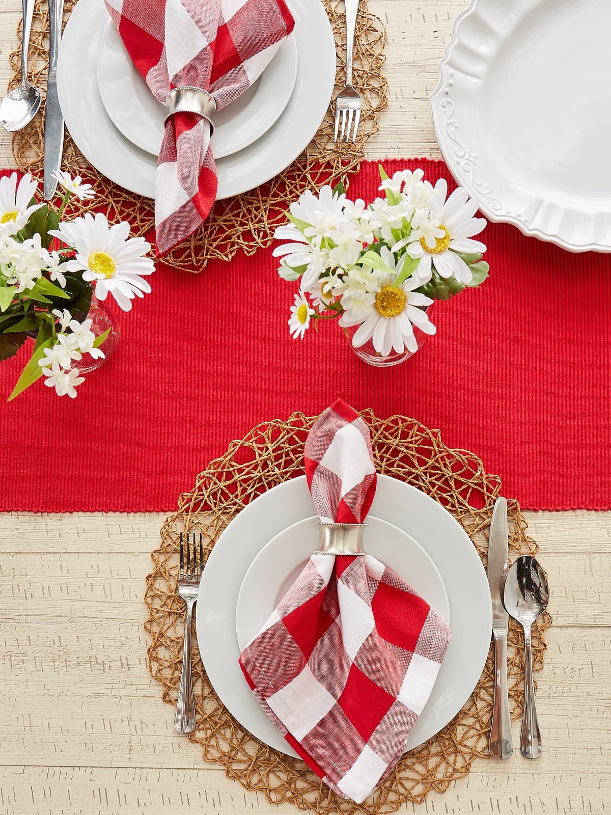 Tango Red Ribbed 13"X72" Table Runner