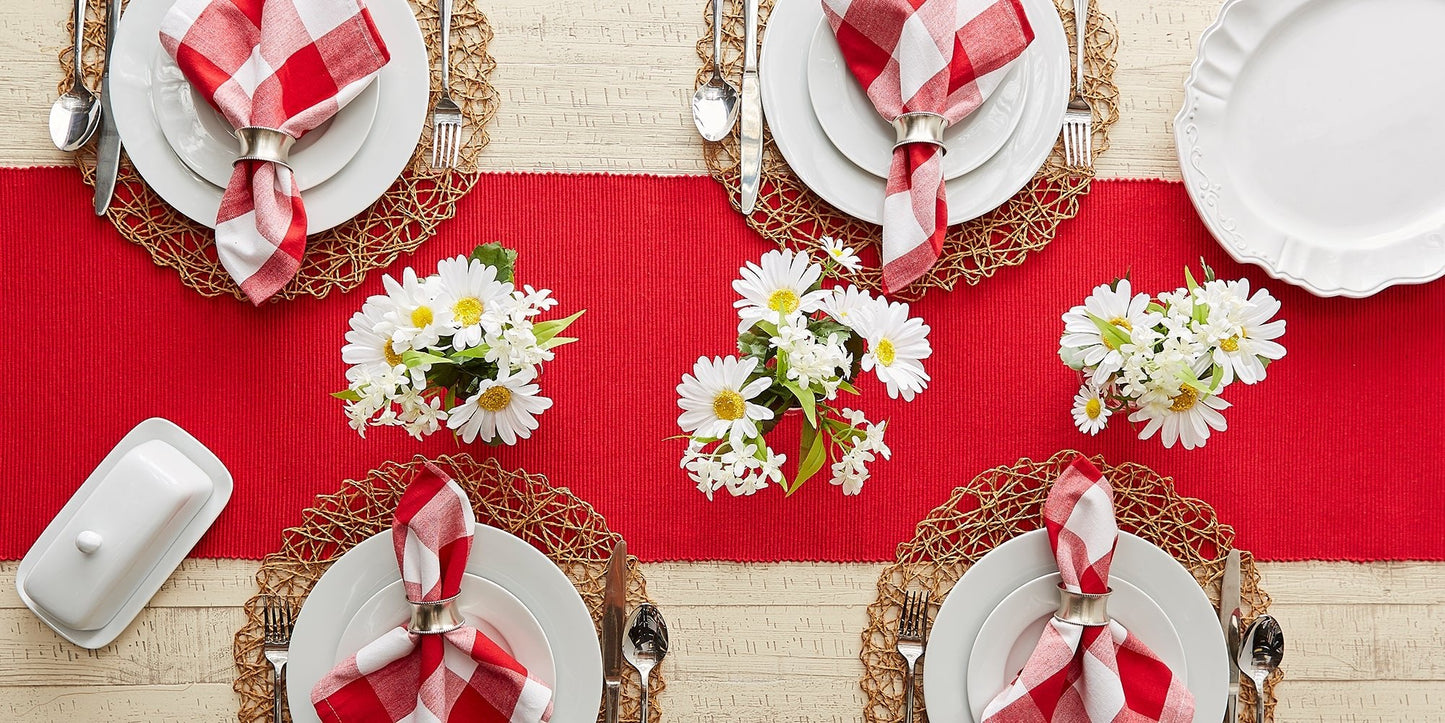 Tango Red Ribbed 13"X72" Table Runner