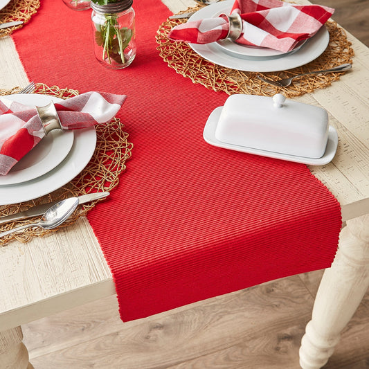 Tango Red Ribbed 13"X72" Table Runner
