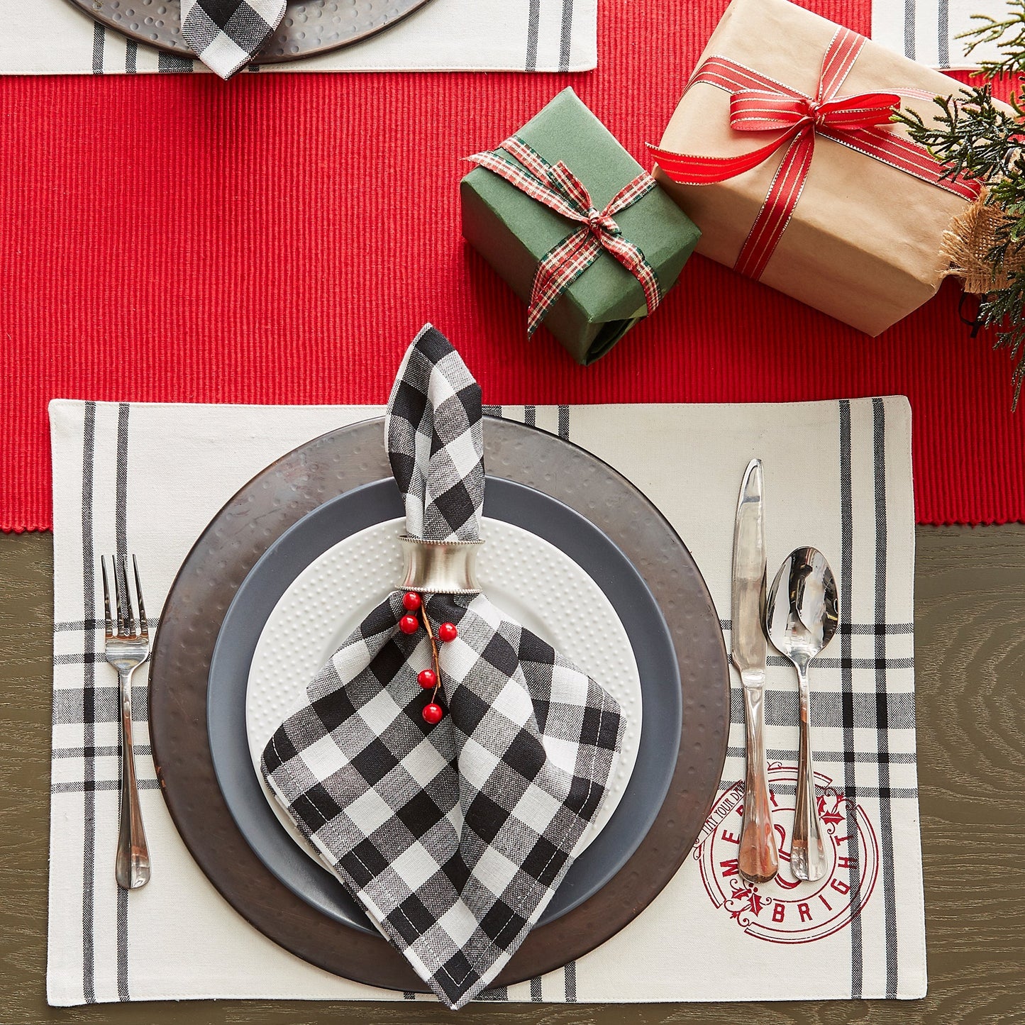 Tango Red Ribbed 13"X72" Table Runner