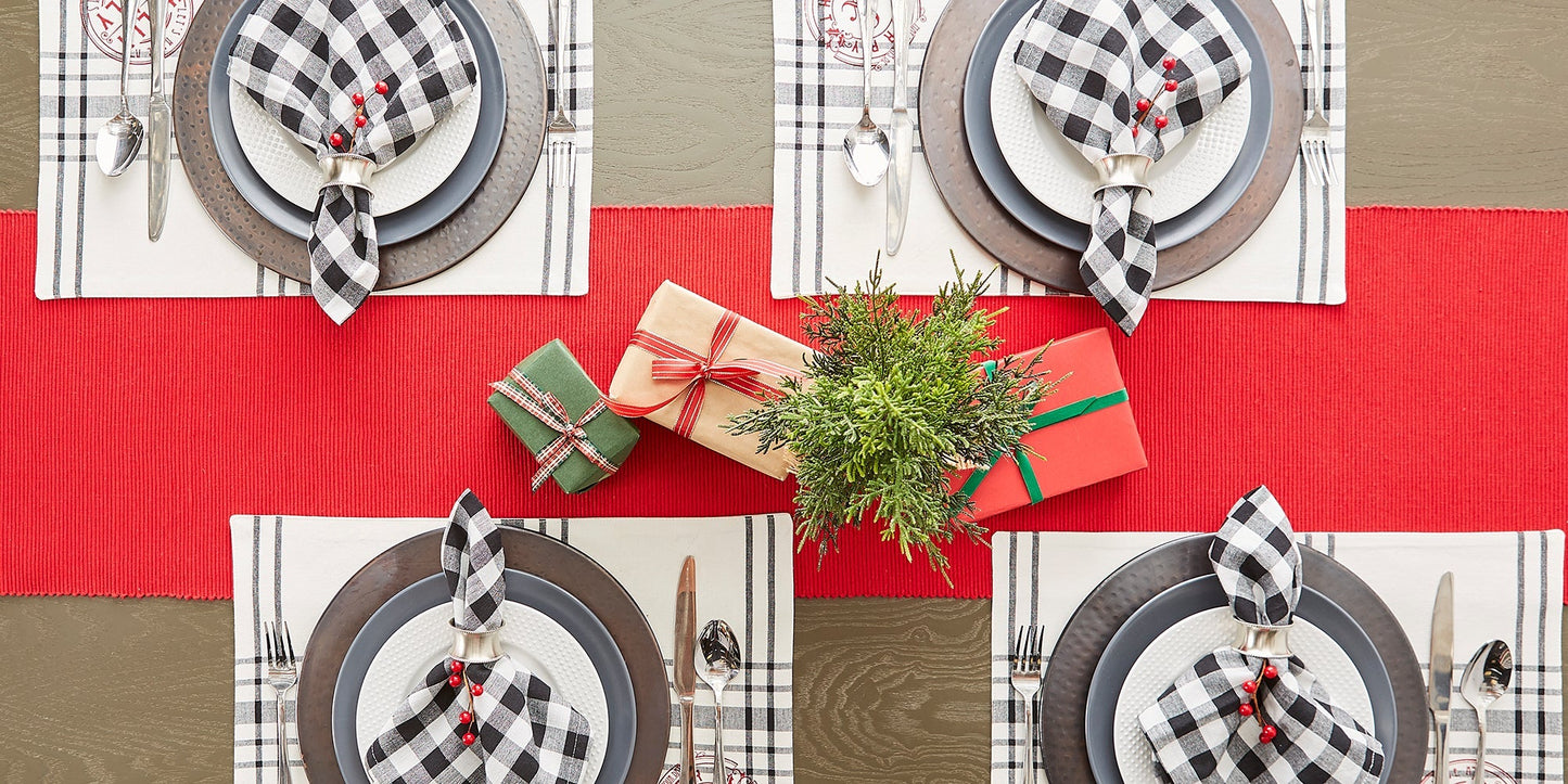 Tango Red Ribbed 13"X72" Table Runner
