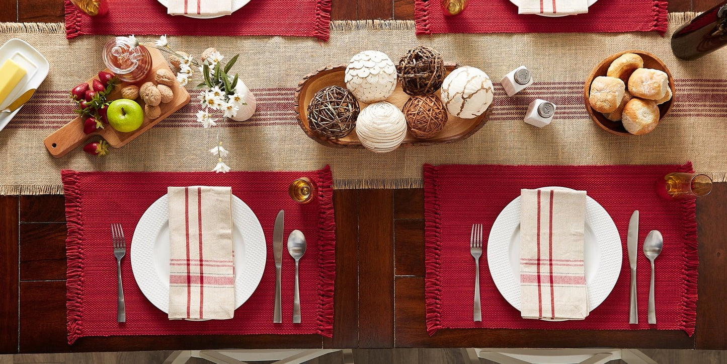 Tango Red Variegated Fringe Placemats, Set Of 6