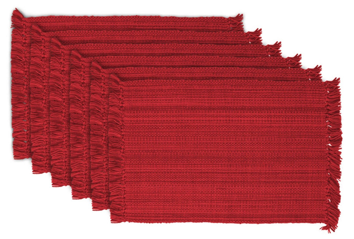 Tango Red Variegated Fringe Placemats, Set Of 6