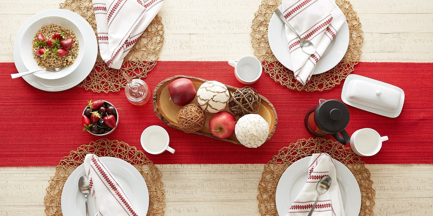 Tango Red Variegated Fringe 13"X108" Table Runner