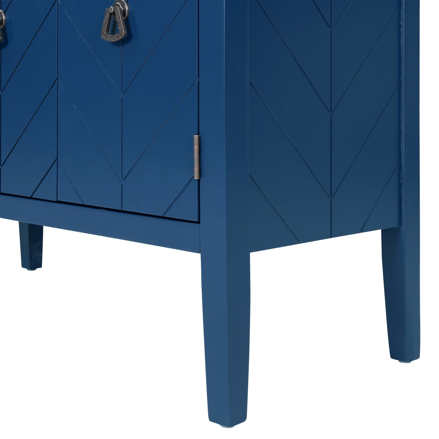 Tatum Navy Blue 3 Door Wood Storage Cabinet with Adjustable Shelf