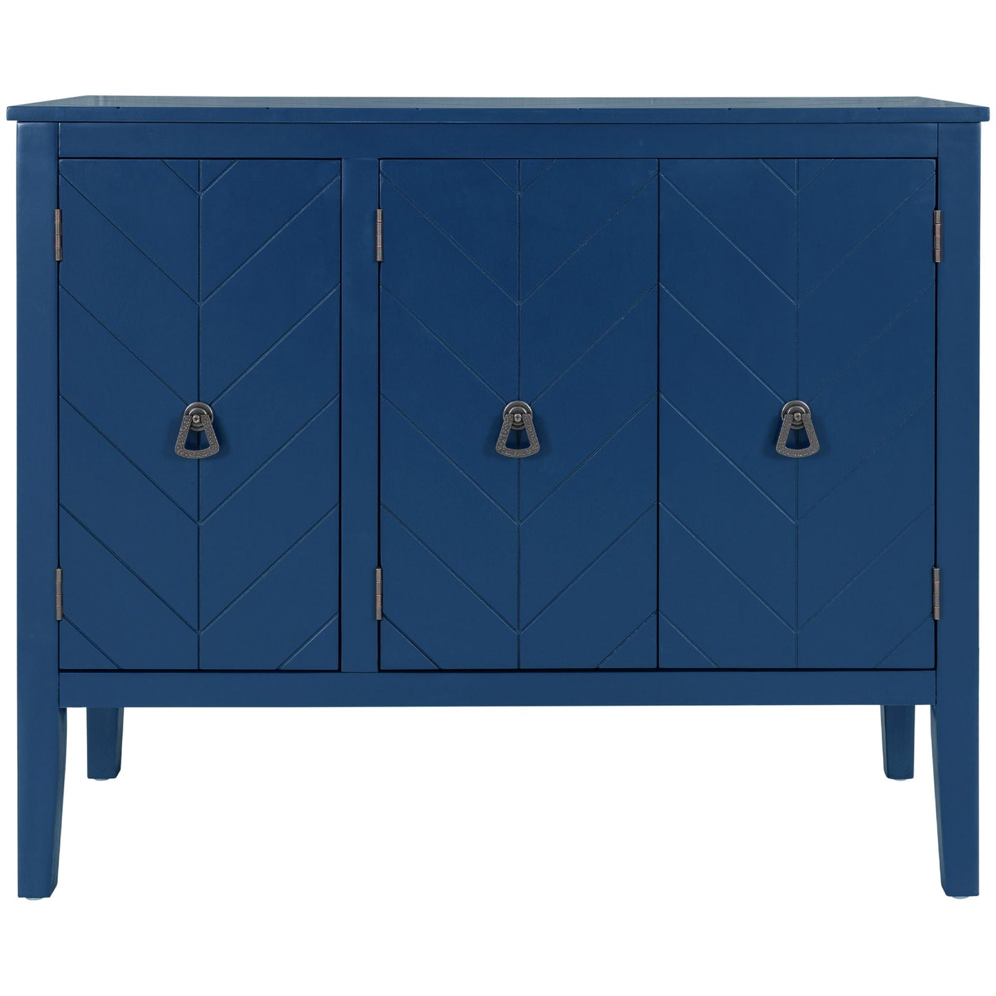 Tatum Navy Blue 3 Door Wood Storage Cabinet with Adjustable Shelf