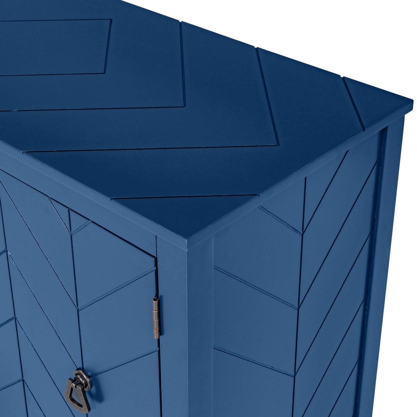 Tatum Navy Blue 3 Door Wood Storage Cabinet with Adjustable Shelf