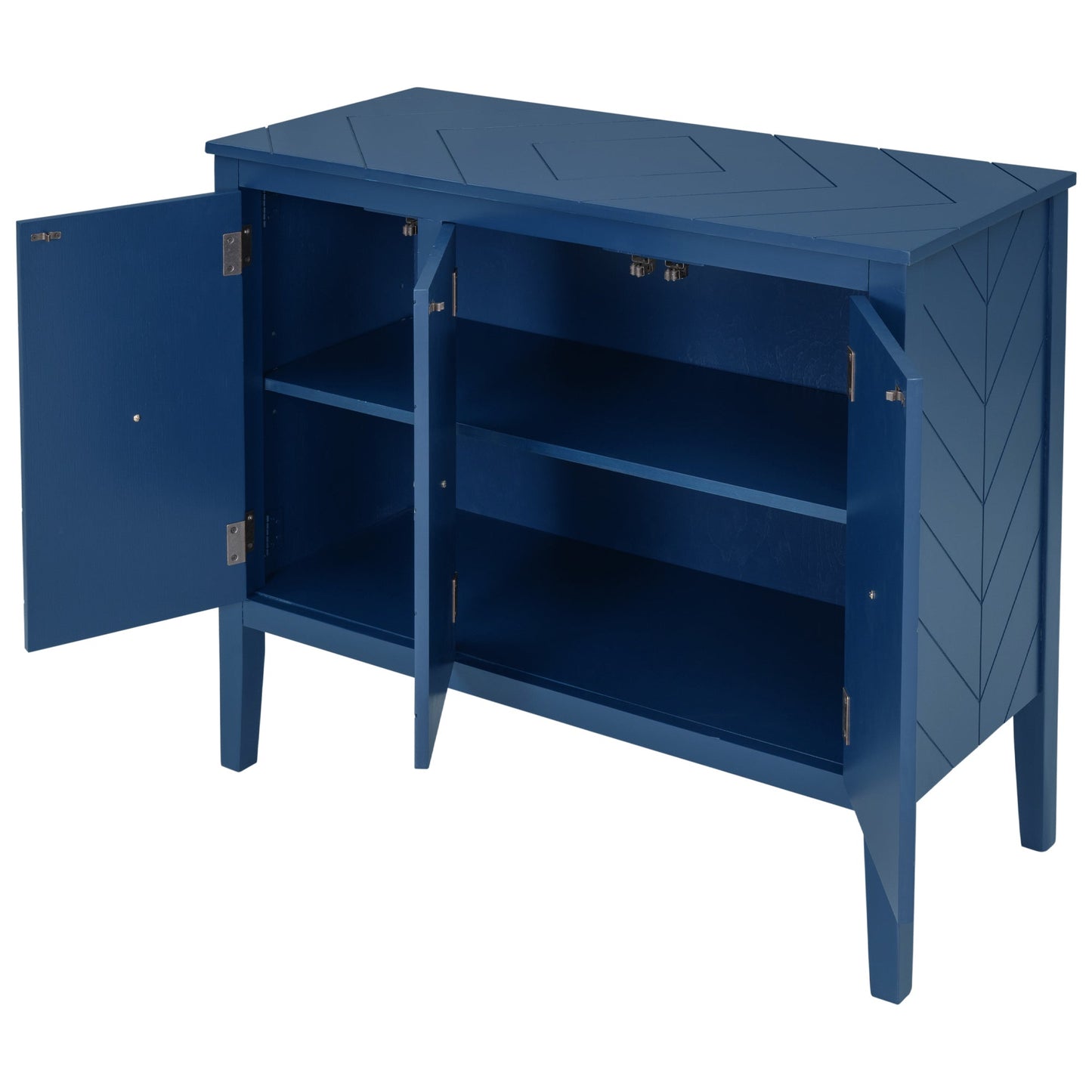 Tatum Navy Blue 3 Door Wood Storage Cabinet with Adjustable Shelf