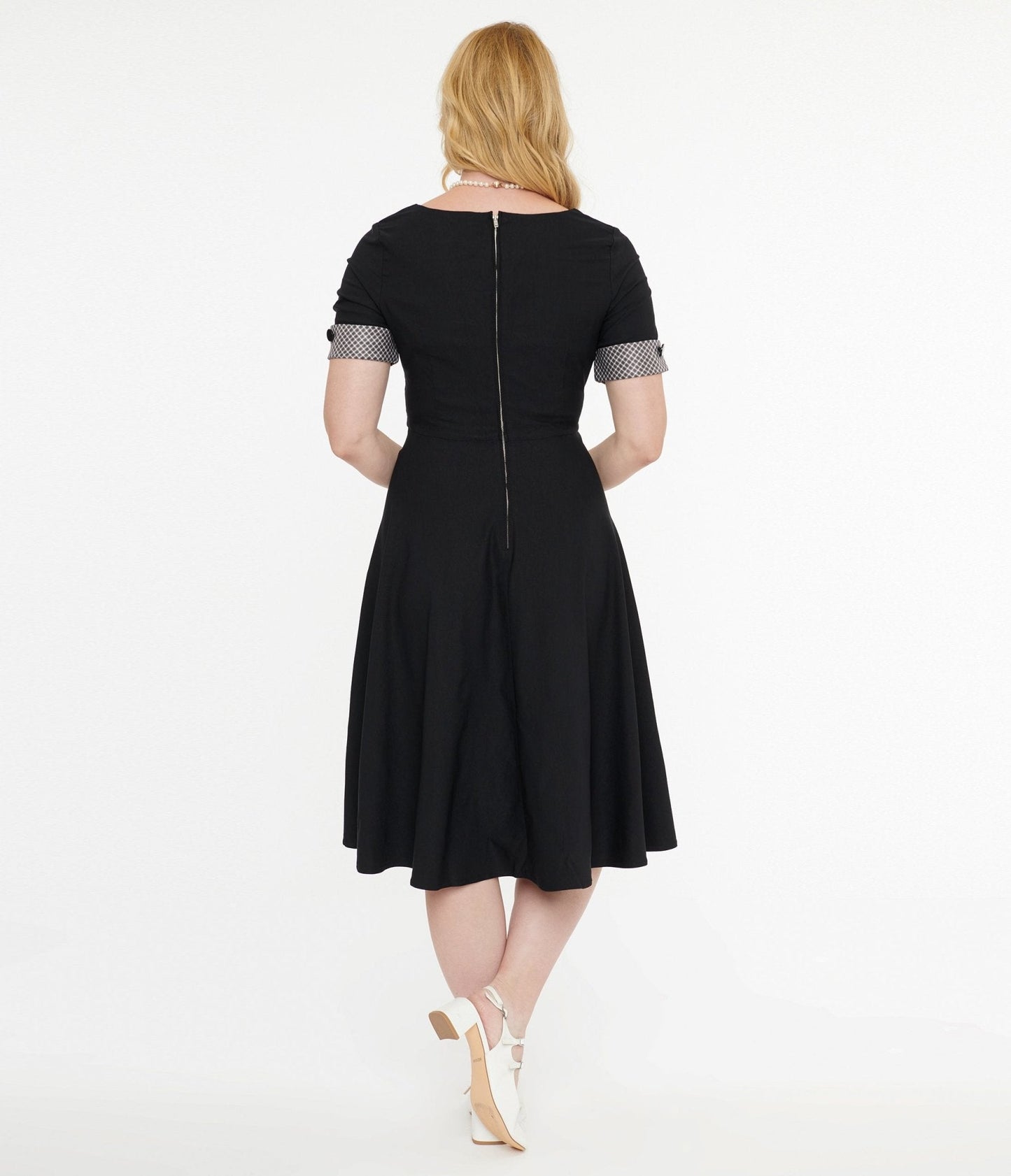 Tatyana 1950s Black & Plaid Trixie Swing Dress
