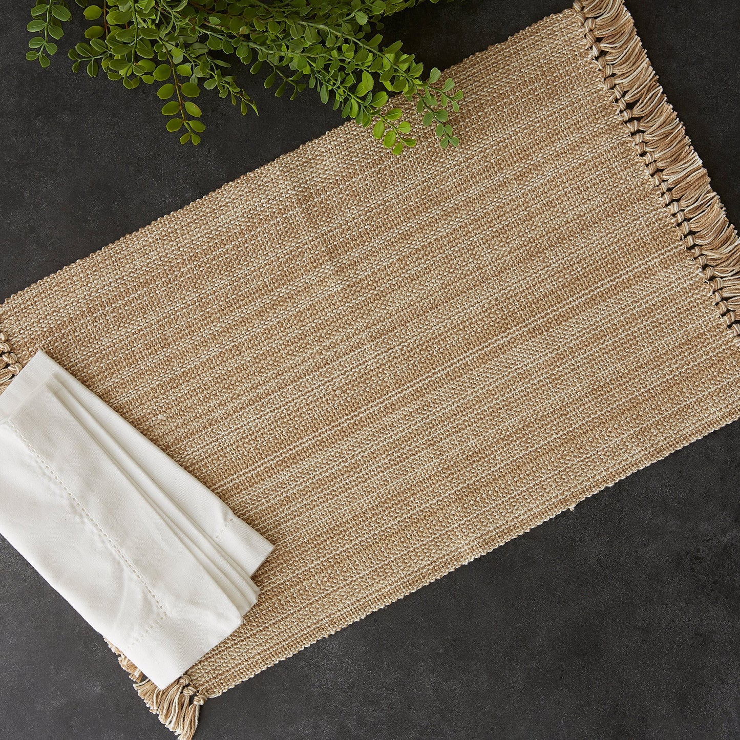 Taupe Variegated Fringe Placemats, Set Of 6