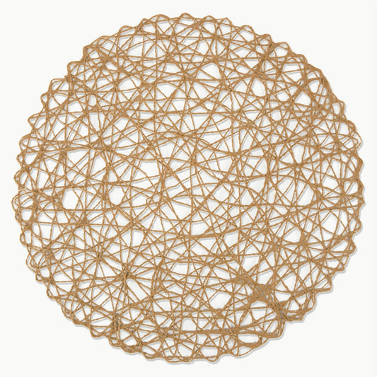 Taupe Woven Paper Round Placemats, Set Of 6