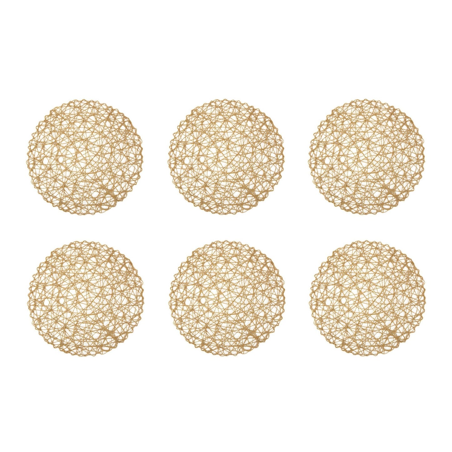Taupe Woven Paper Round Placemats, Set Of 6