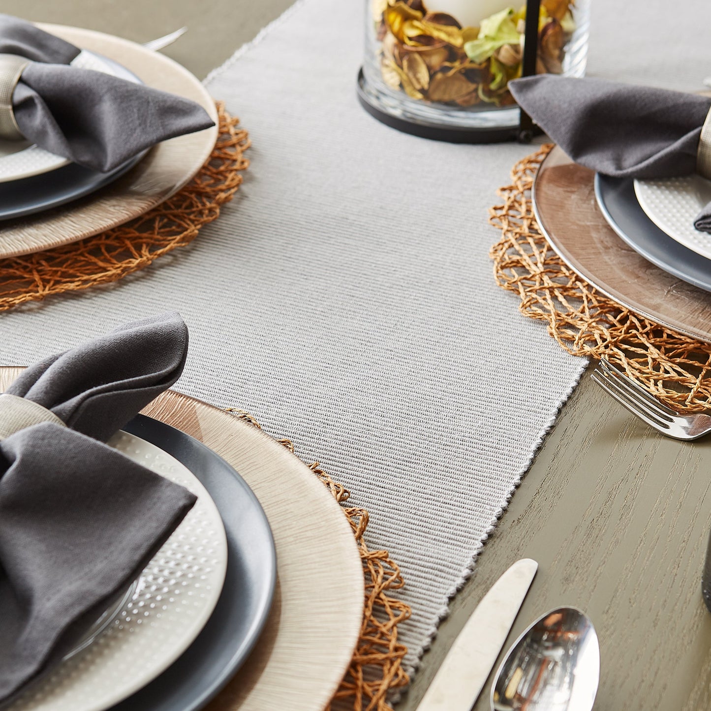Taupe Woven Paper Round Placemats, Set Of 6