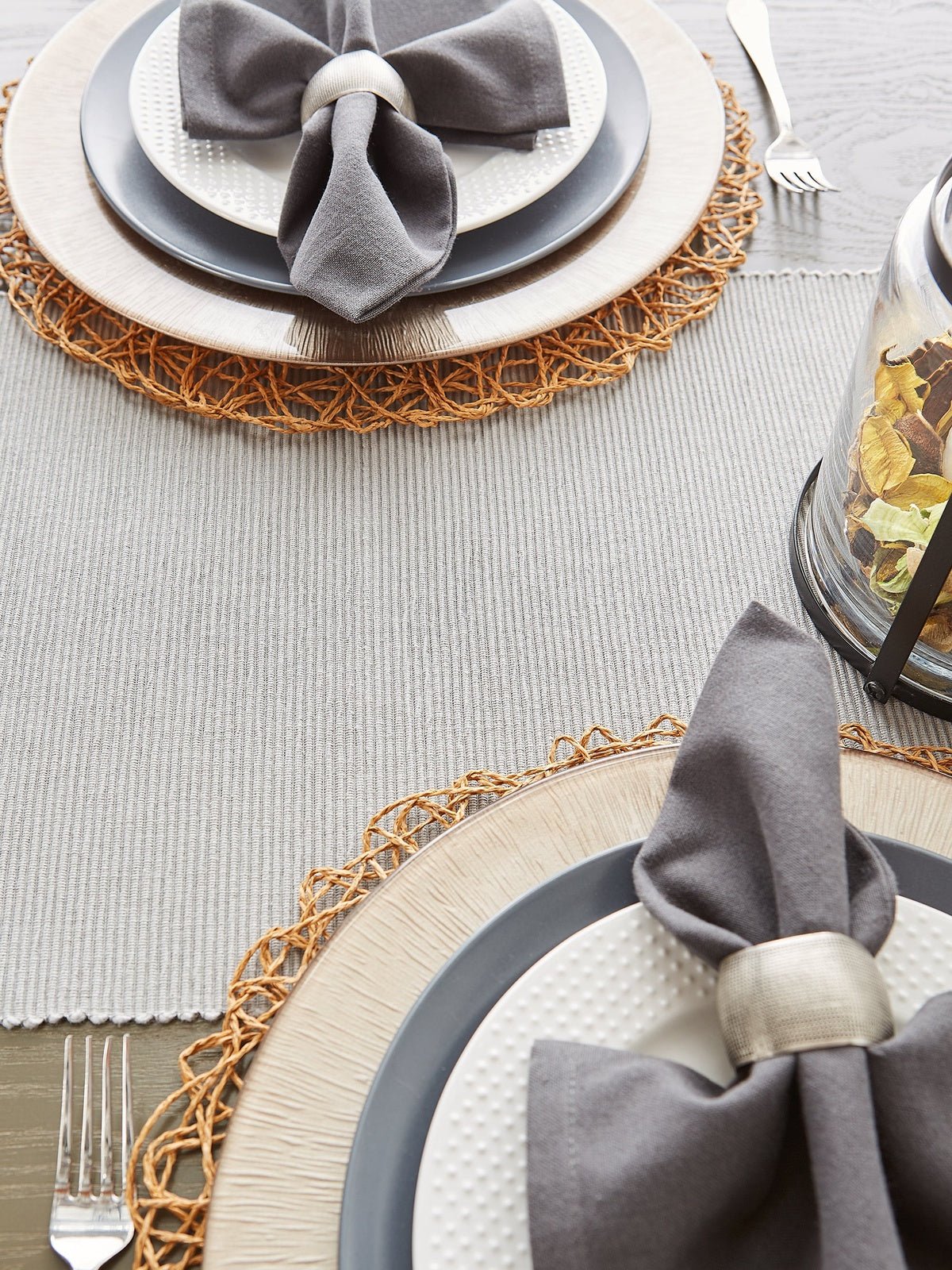 Taupe Woven Paper Round Placemats, Set Of 6