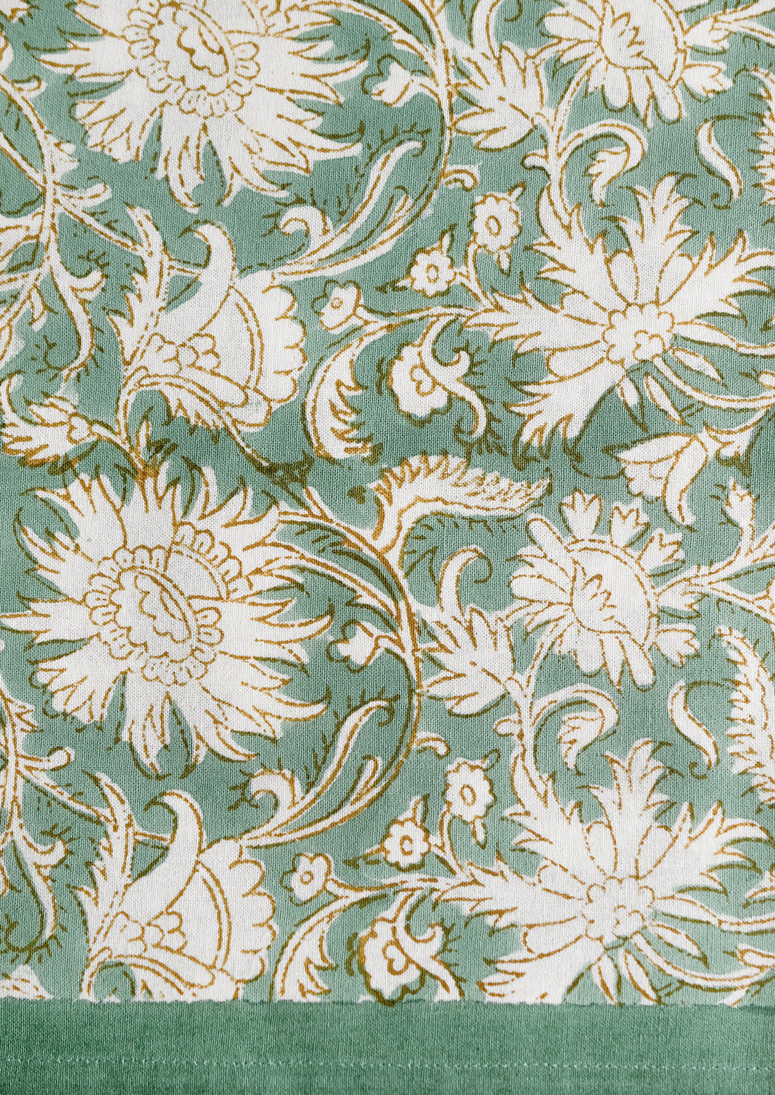 Block Print Floral Tablecloth
