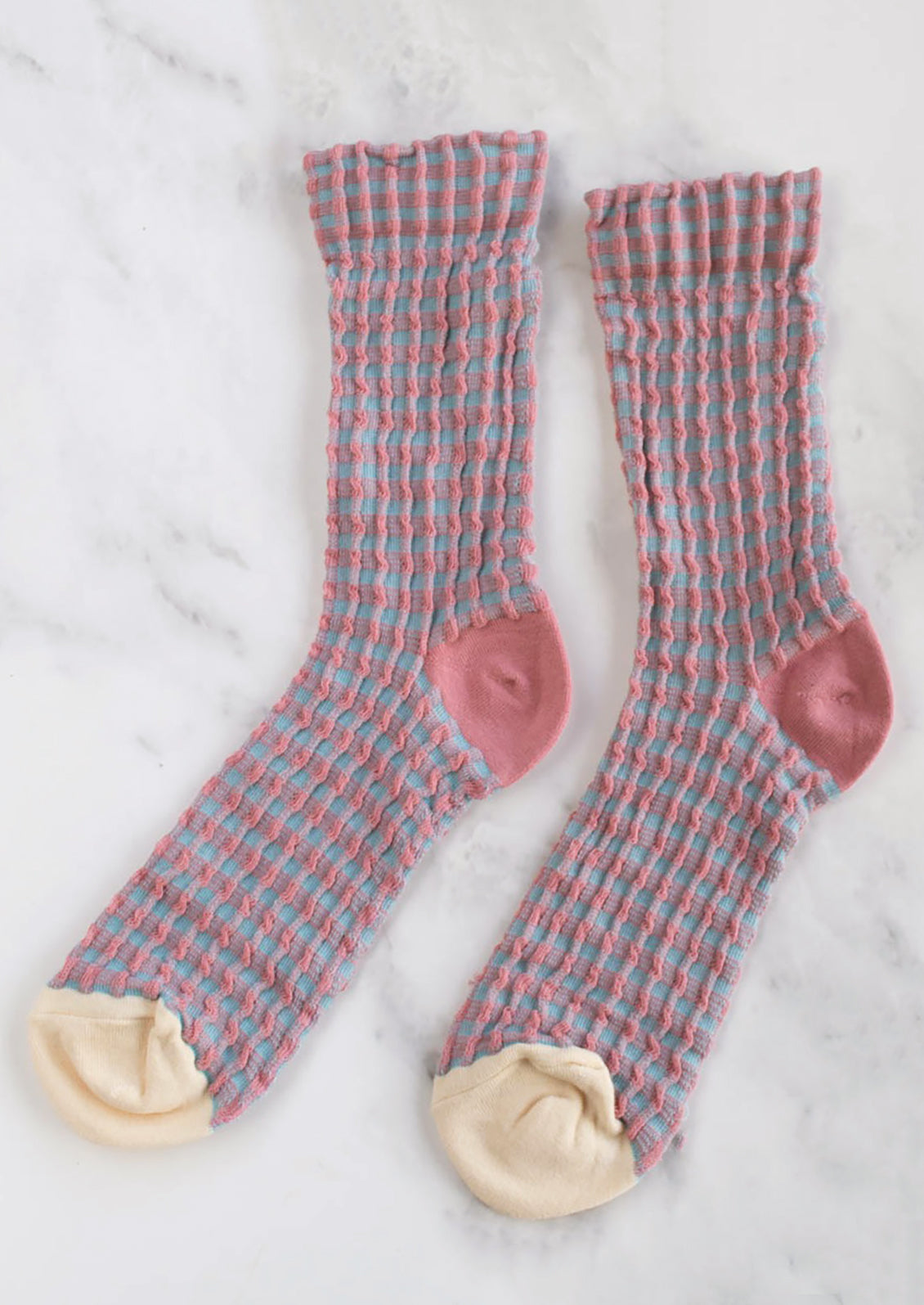 Textured Gingham Socks