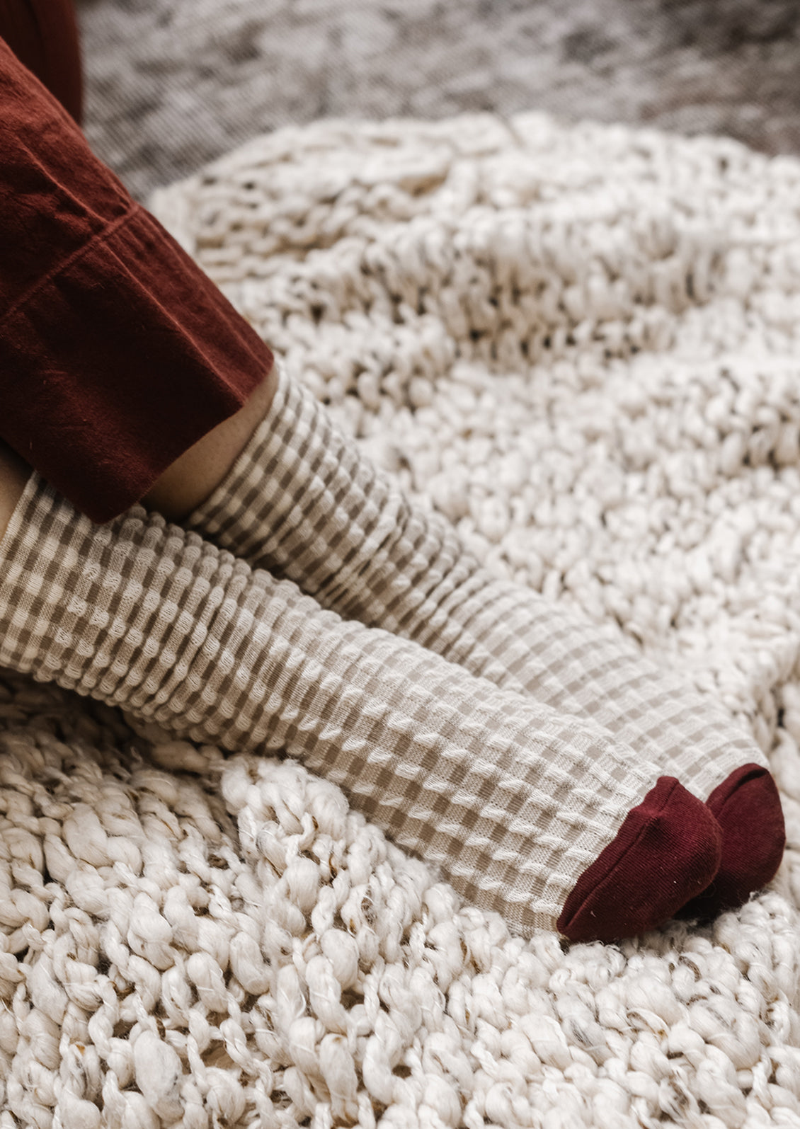 Textured Gingham Socks