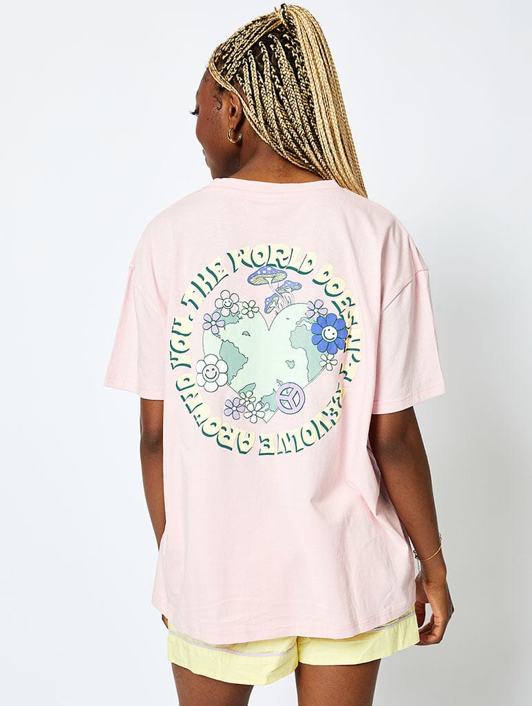 The World Doesnt Revolve Around You T-Shirt in Pink