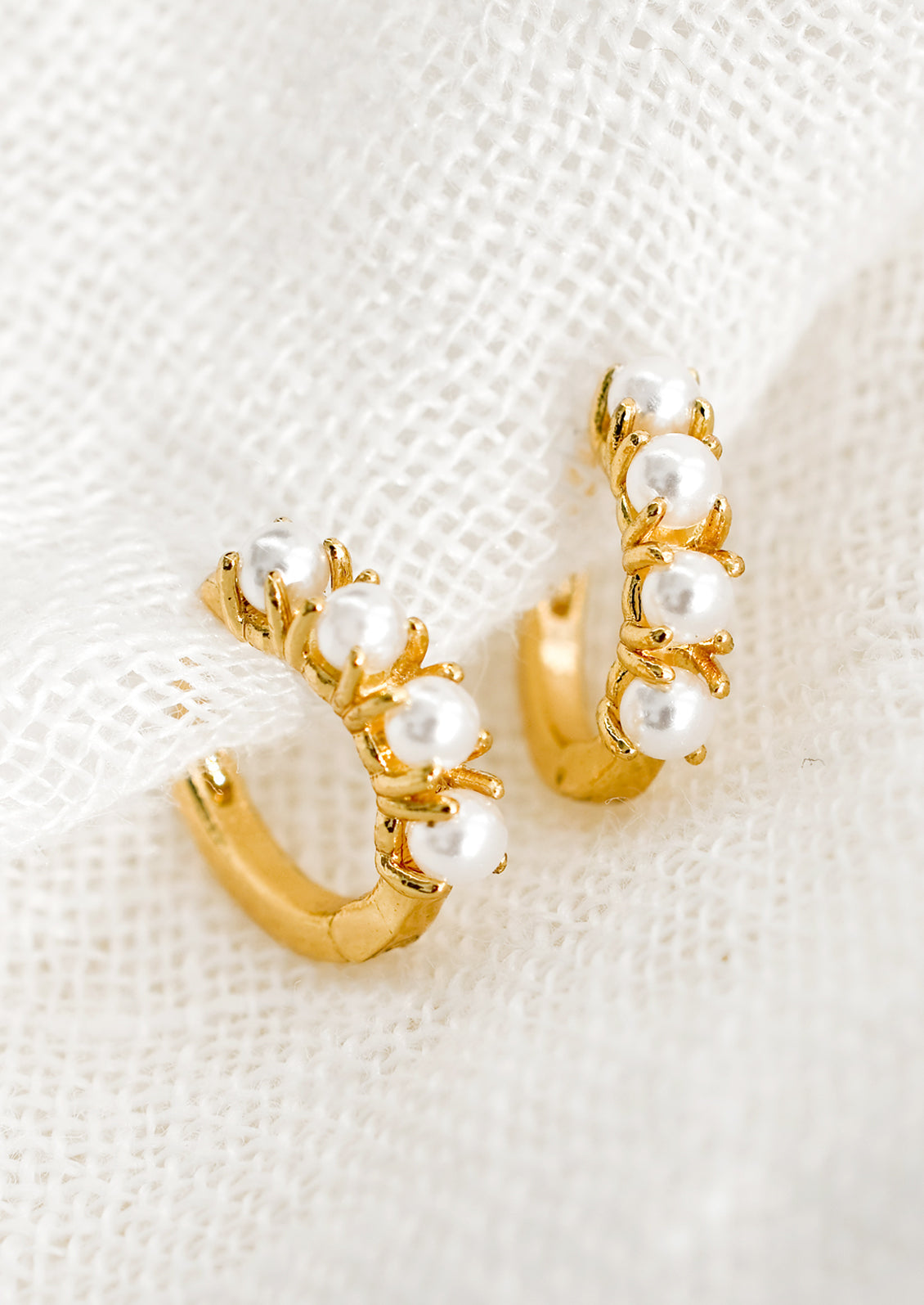 Tiny Pearl Huggie Earrings