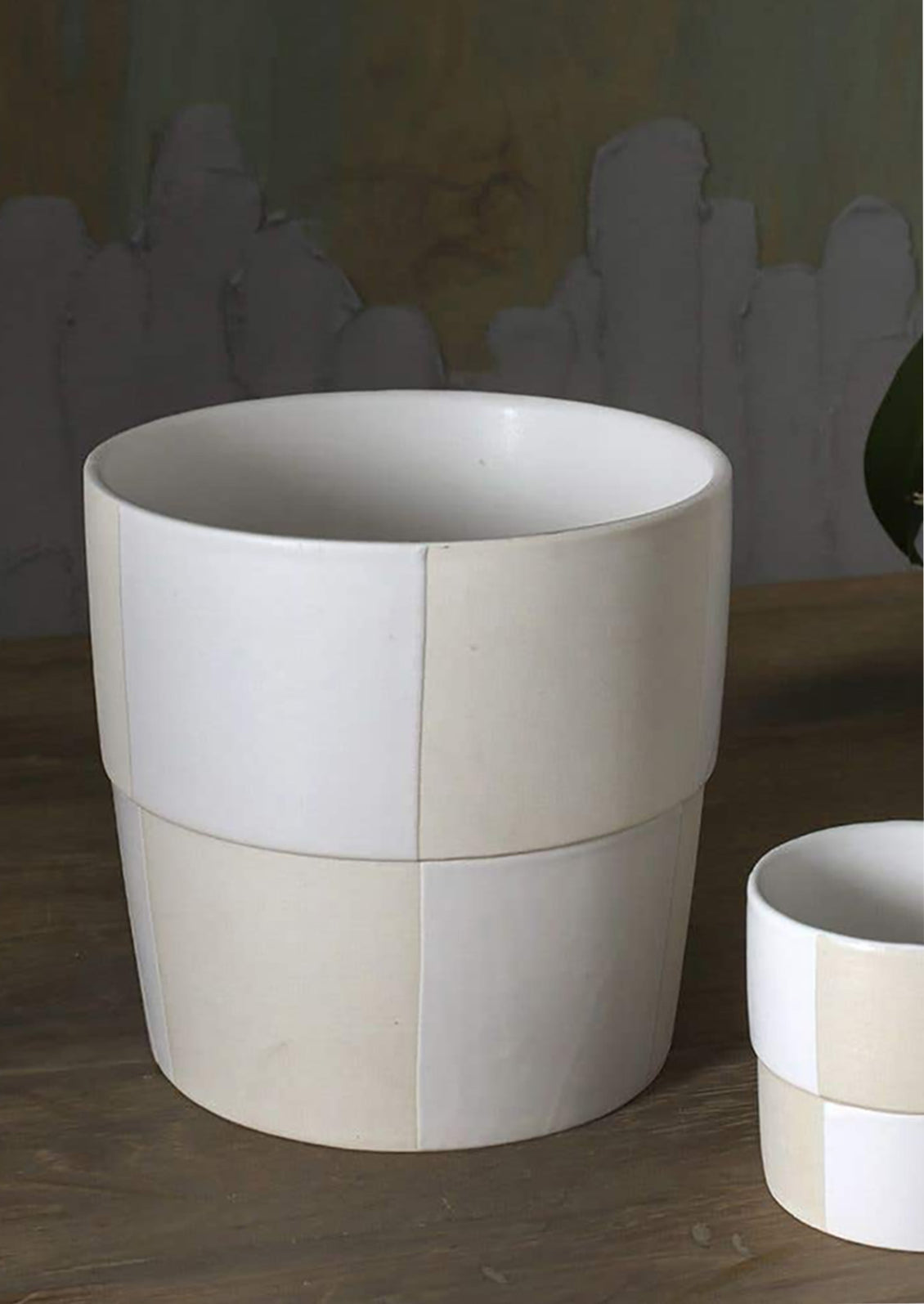 Tonal Checker Ceramic Planter