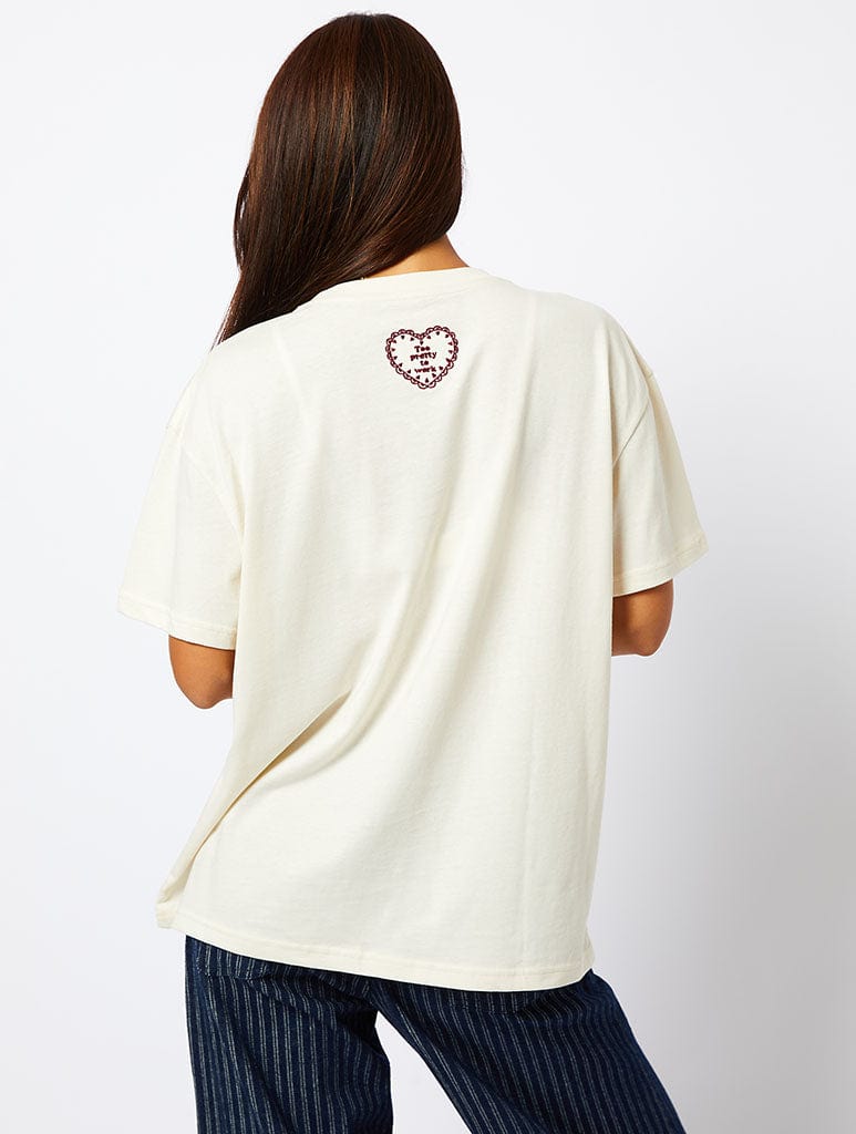 Too Pretty To Work T-Shirt in Ecru