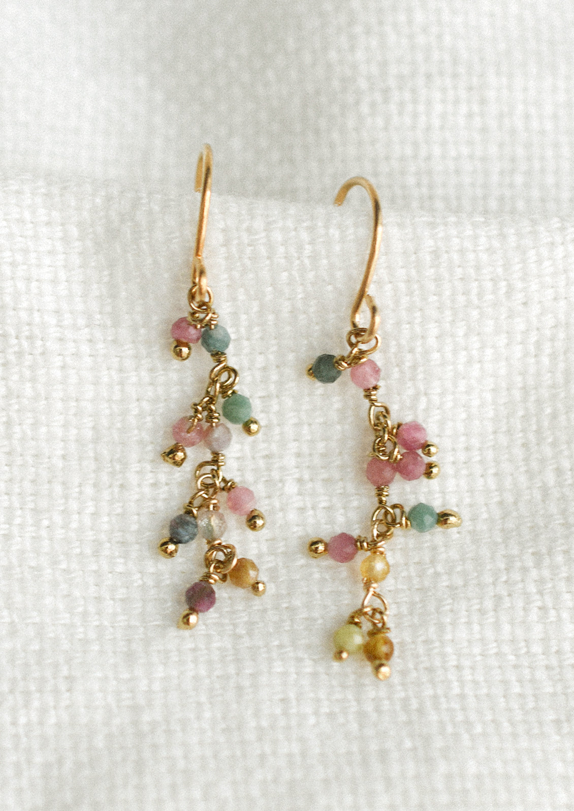 Delicate Beaded Tourmaline Earrings