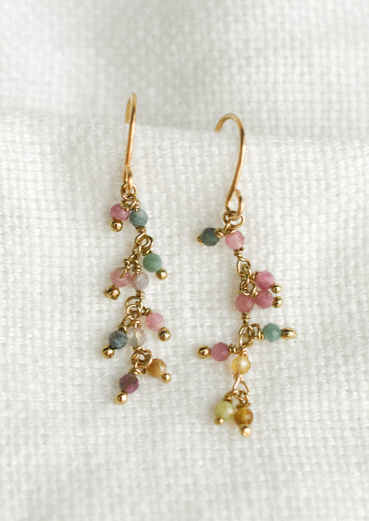 Delicate Beaded Tourmaline Earrings