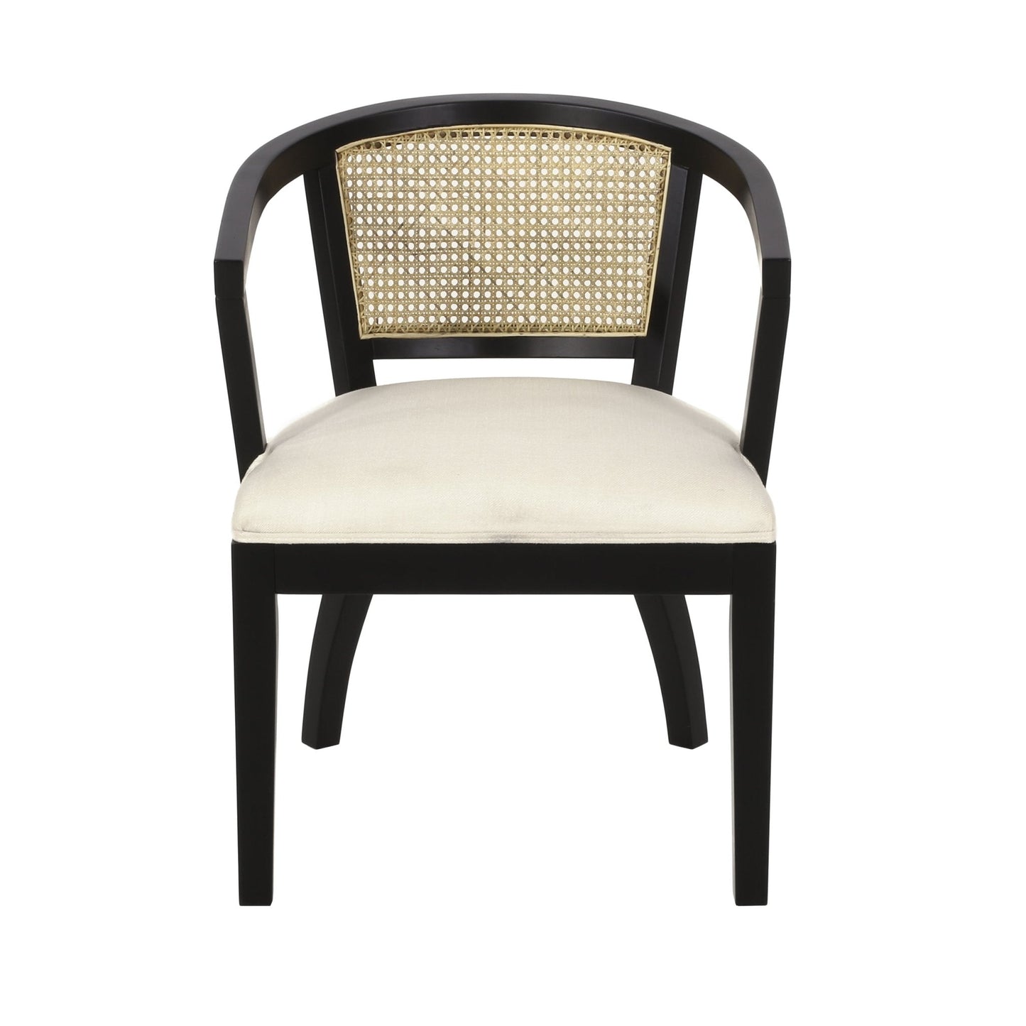 Traditional Upholstered Wood And Cane Dining Chair, Set of 2