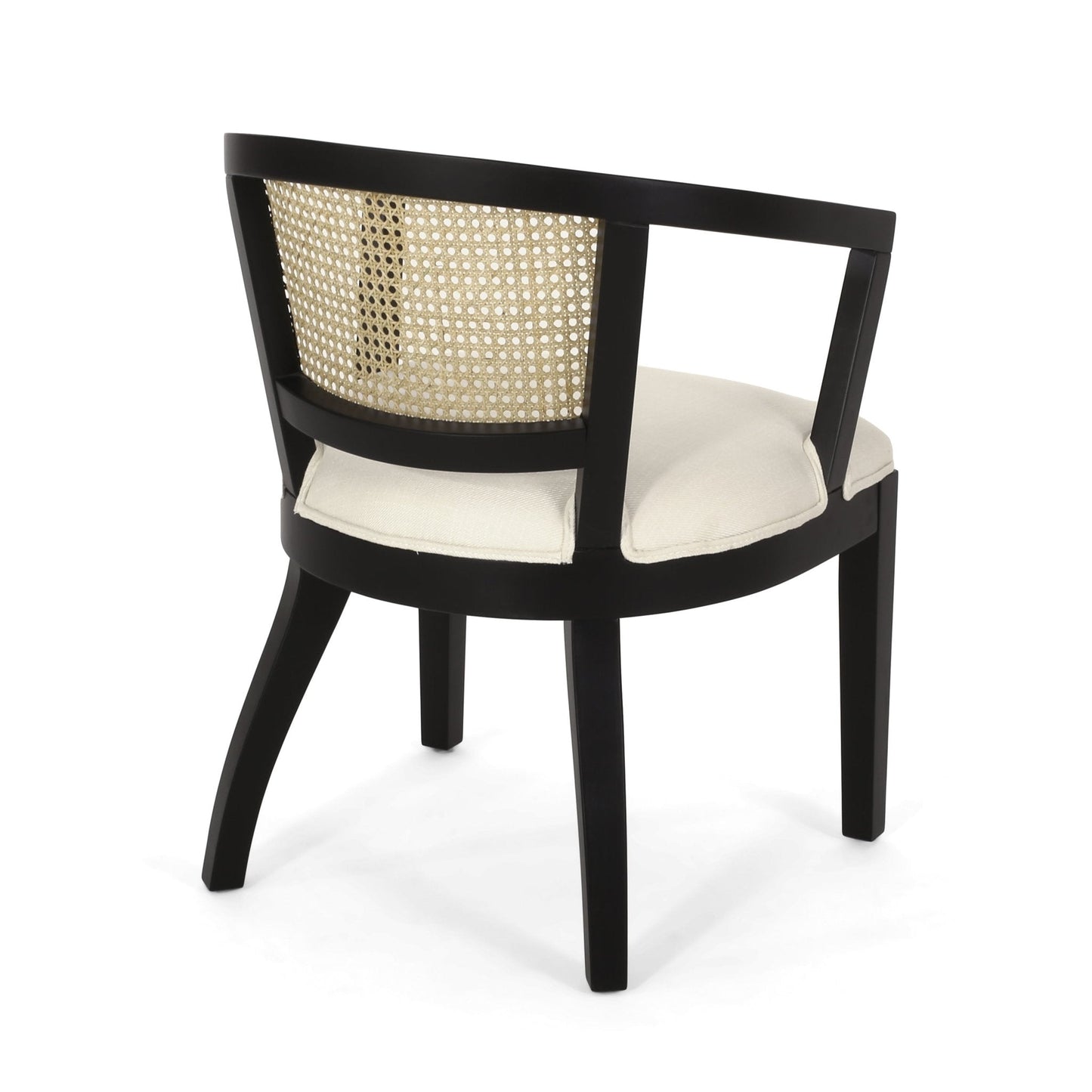 Traditional Upholstered Wood And Cane Dining Chair, Set of 2