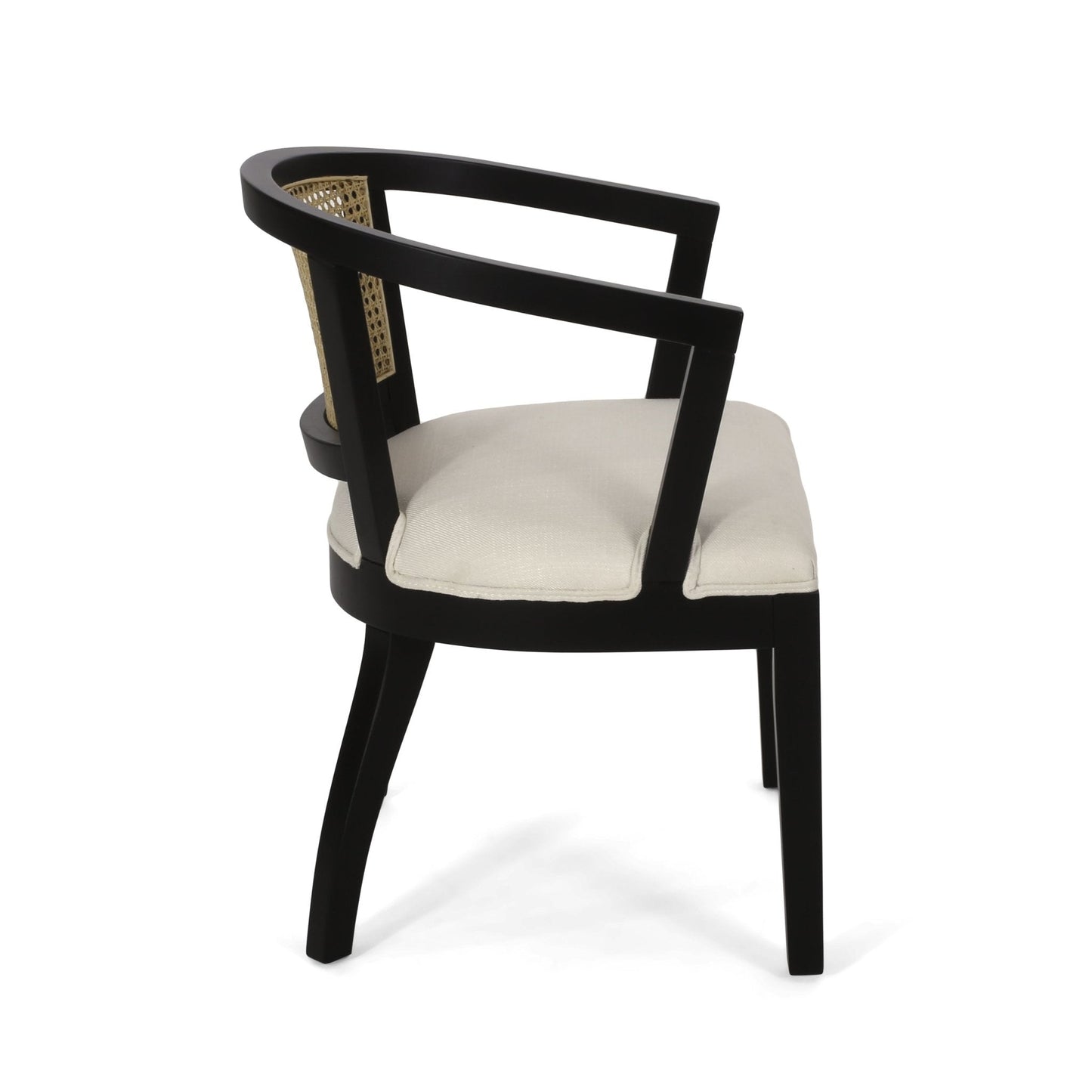 Traditional Upholstered Wood And Cane Dining Chair, Set of 2