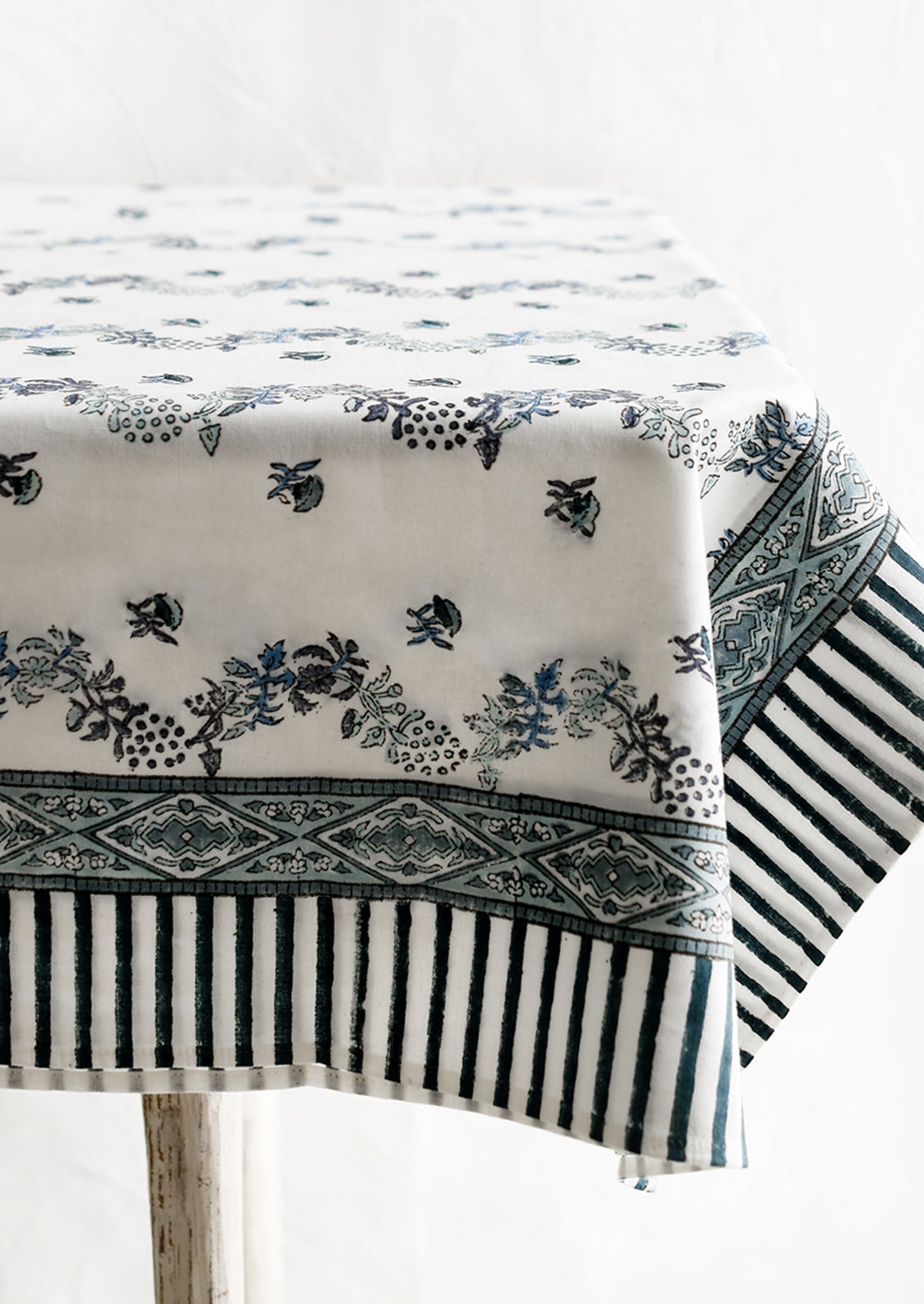 Trellis Floral Block Print Tablecloth