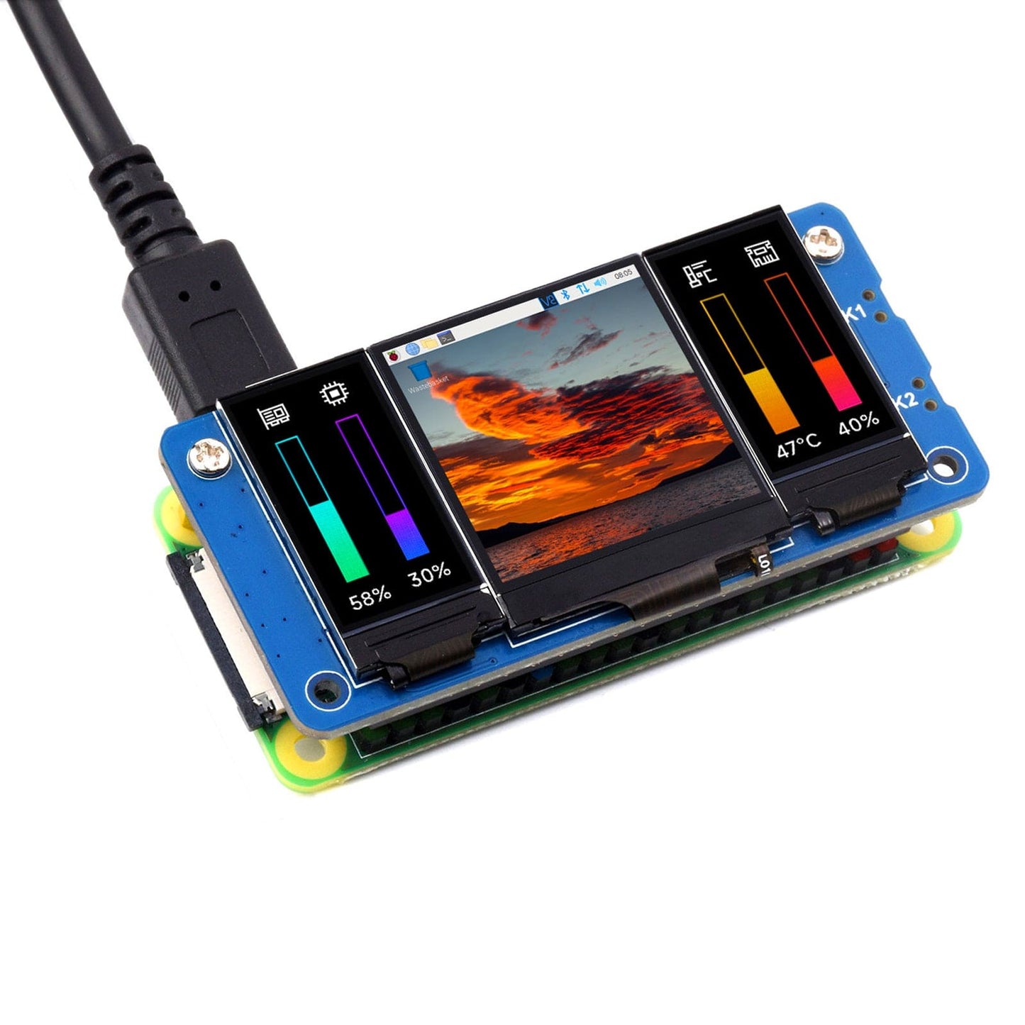 Triple IPS LCD HAT for Raspberry Pi