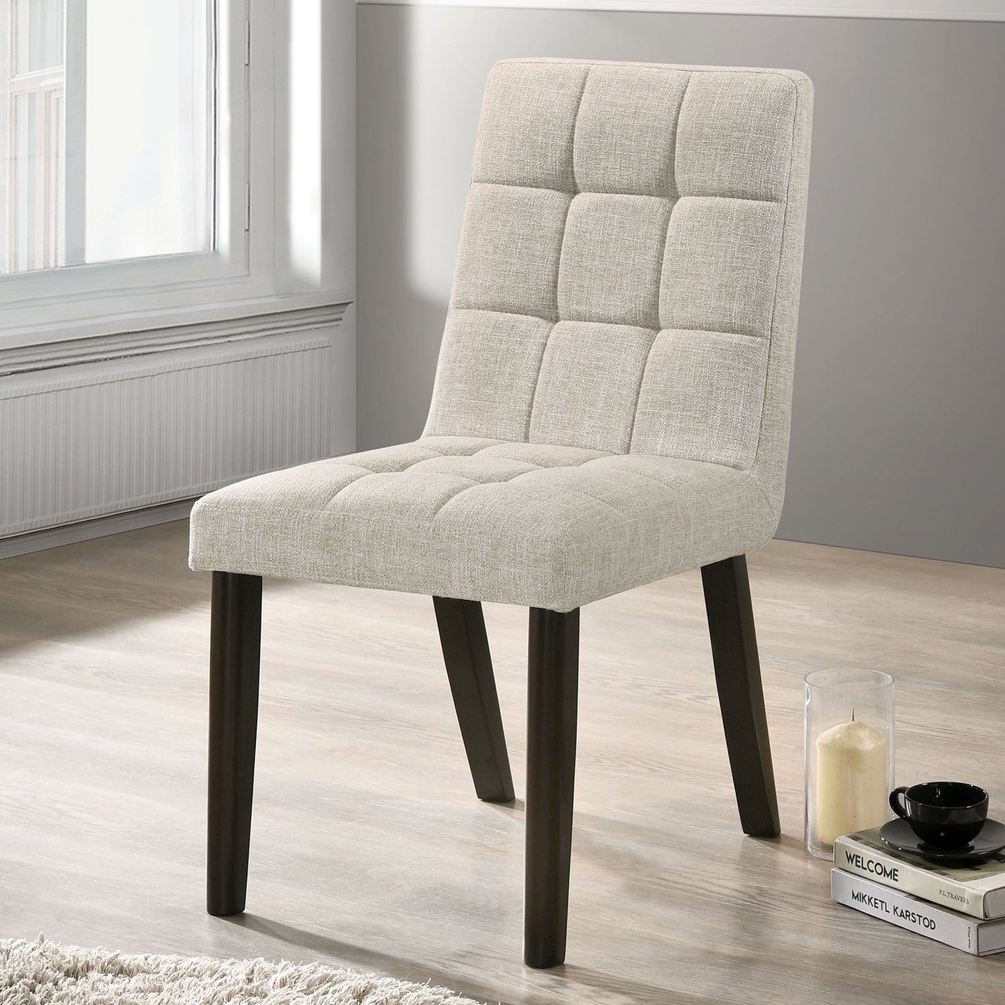 Two Tone Dining Chairs with Biscuit Style, Set of 2
