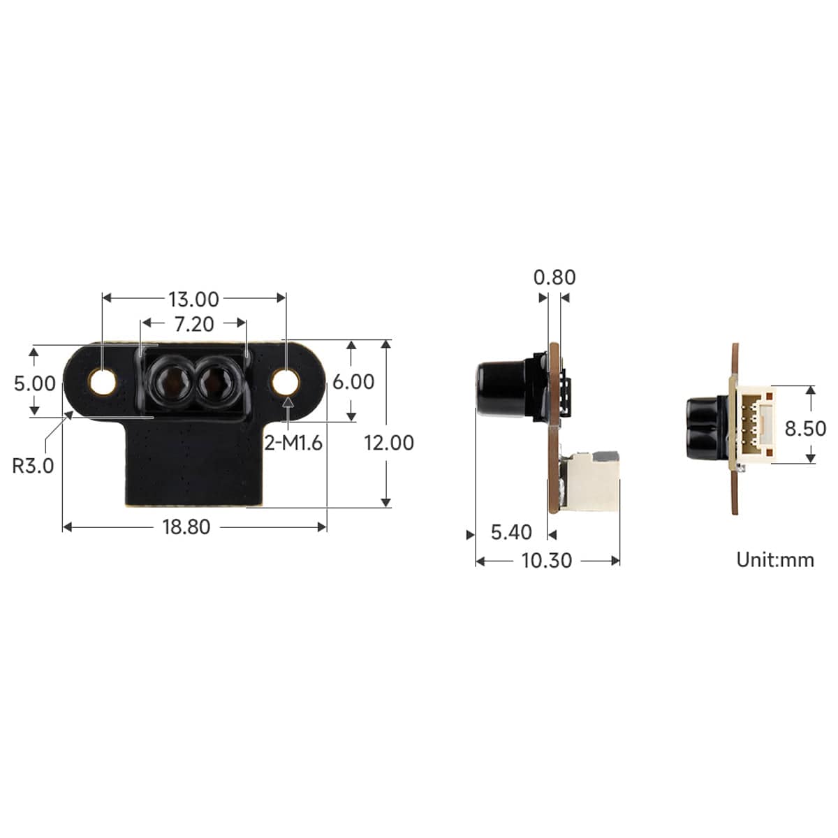 UART/I2C Mini Time of Flight Laser Range Sensor