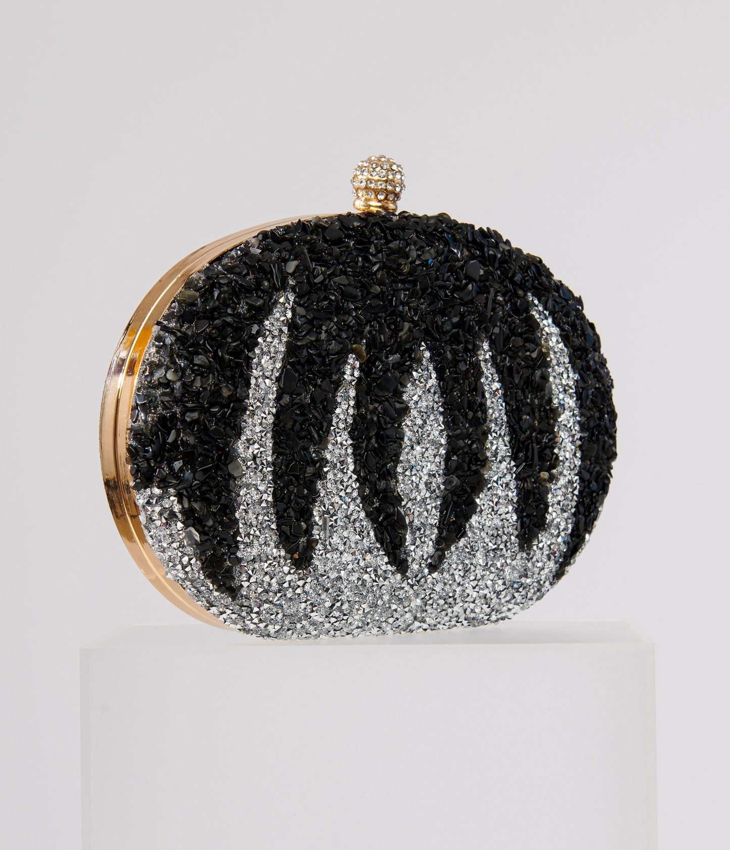 Unique Vintage 1920s Black Beaded & Silver Rhinestone Spooky Clutch Purse