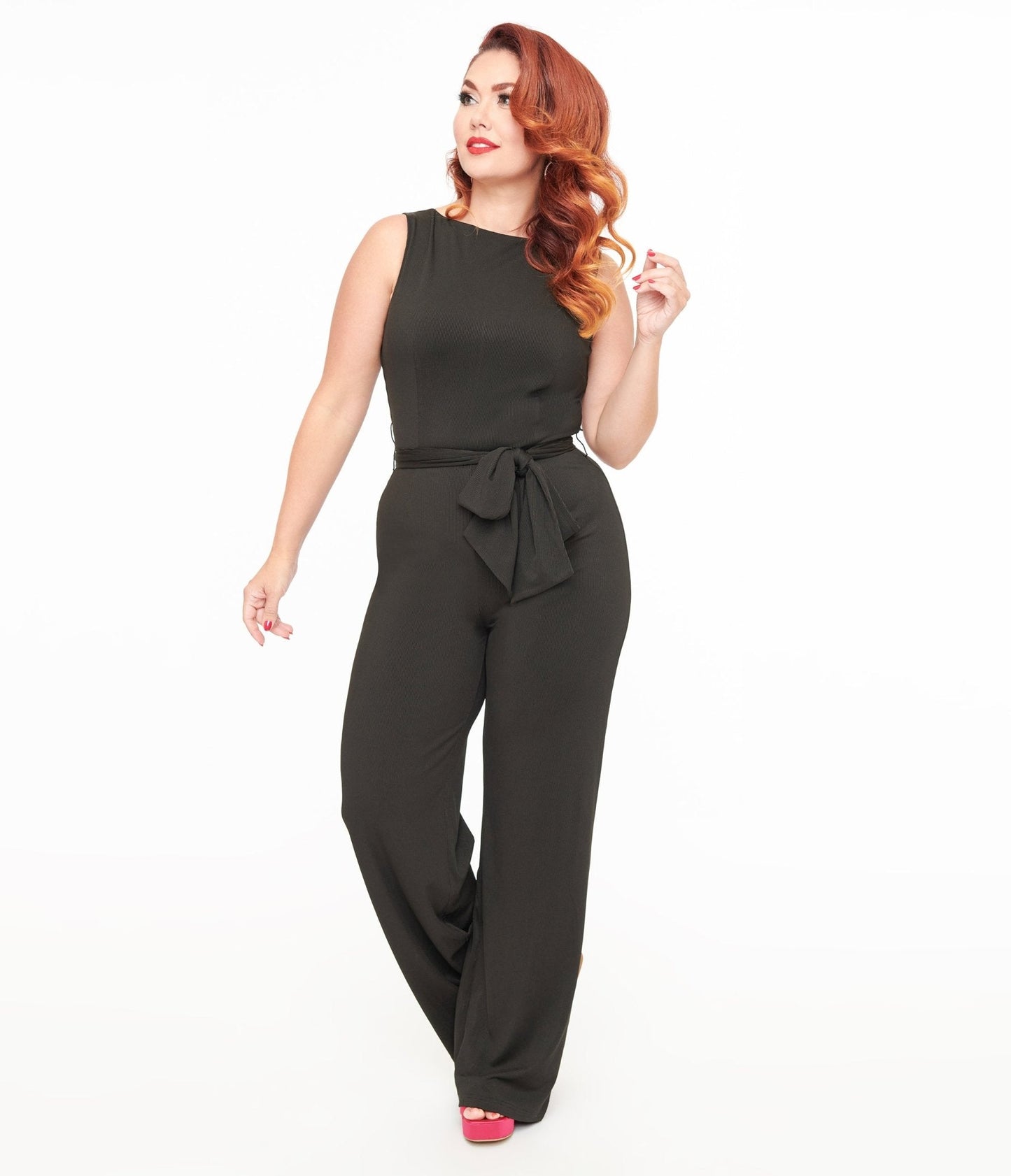 Unique Vintage 1950s Black Boat Neck Jumpsuit