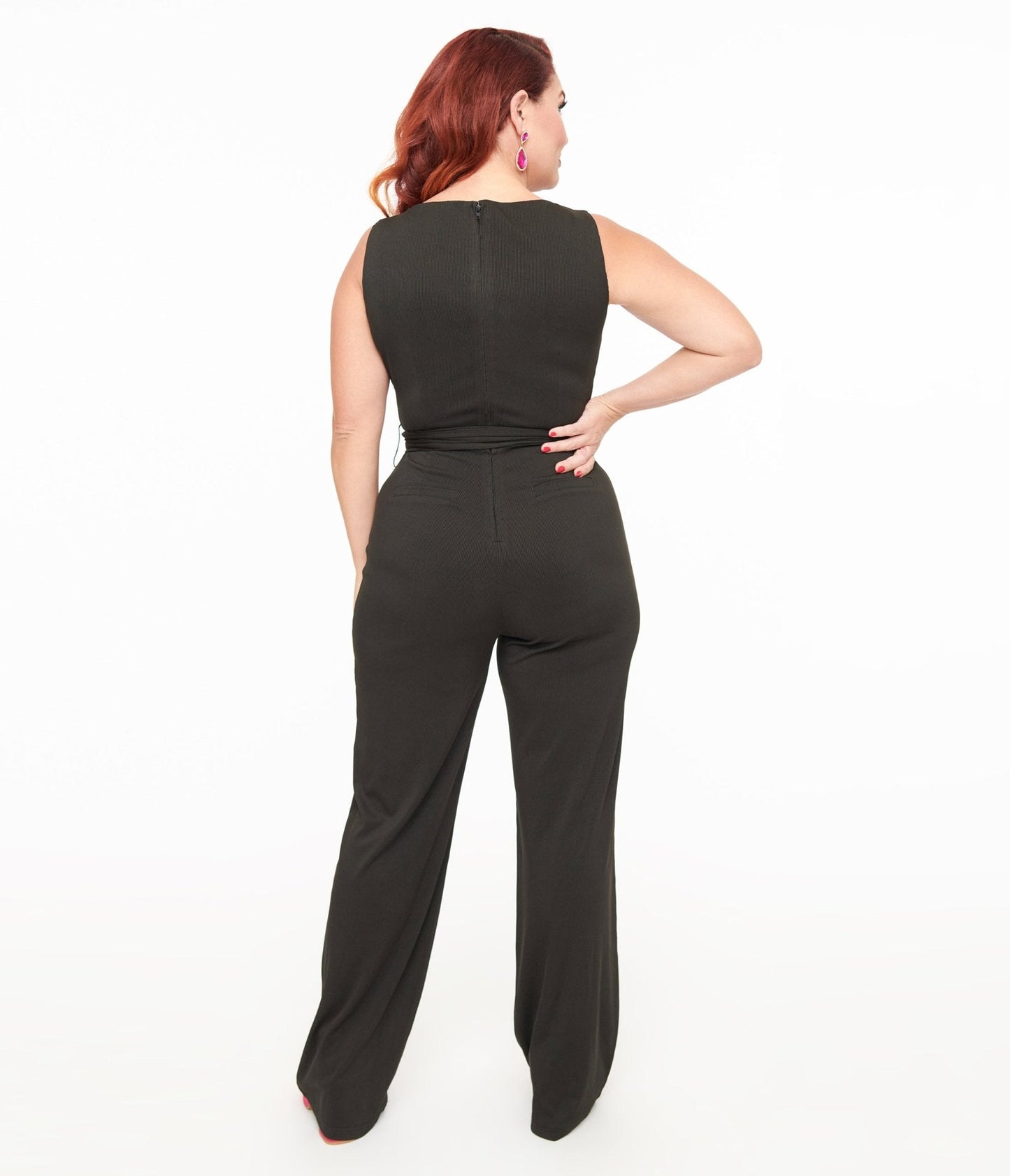 Unique Vintage 1950s Black Boat Neck Jumpsuit