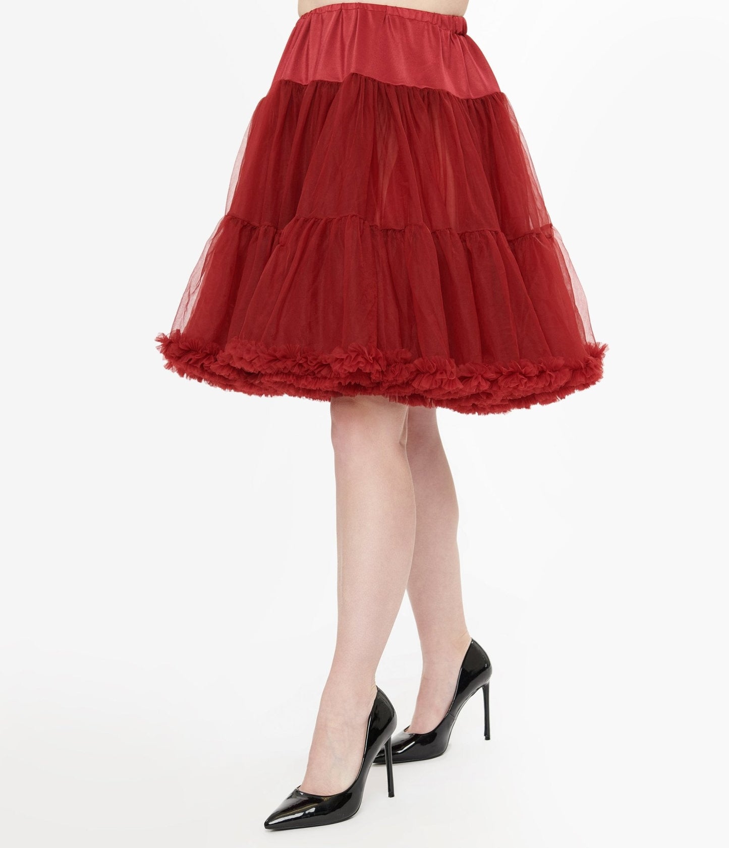 Unique Vintage 1950s Burgundy Retro Style Ruffled Petticoat Crinoline