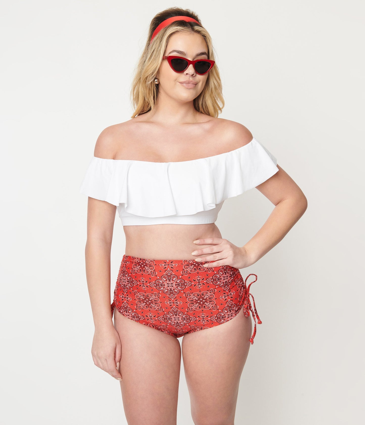 Unique Vintage 1950s White Ruffled Ramona Swim Top
