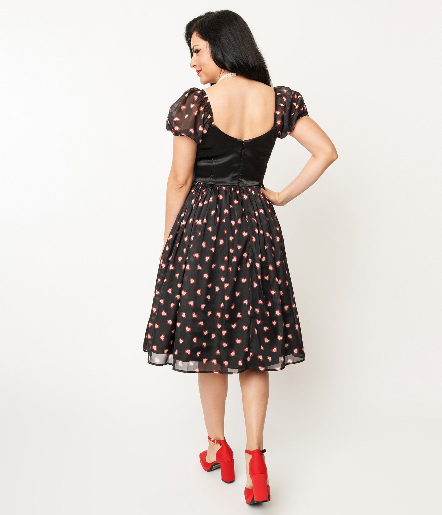 Unique Vintage Black Cupid's Lover Swing Dress