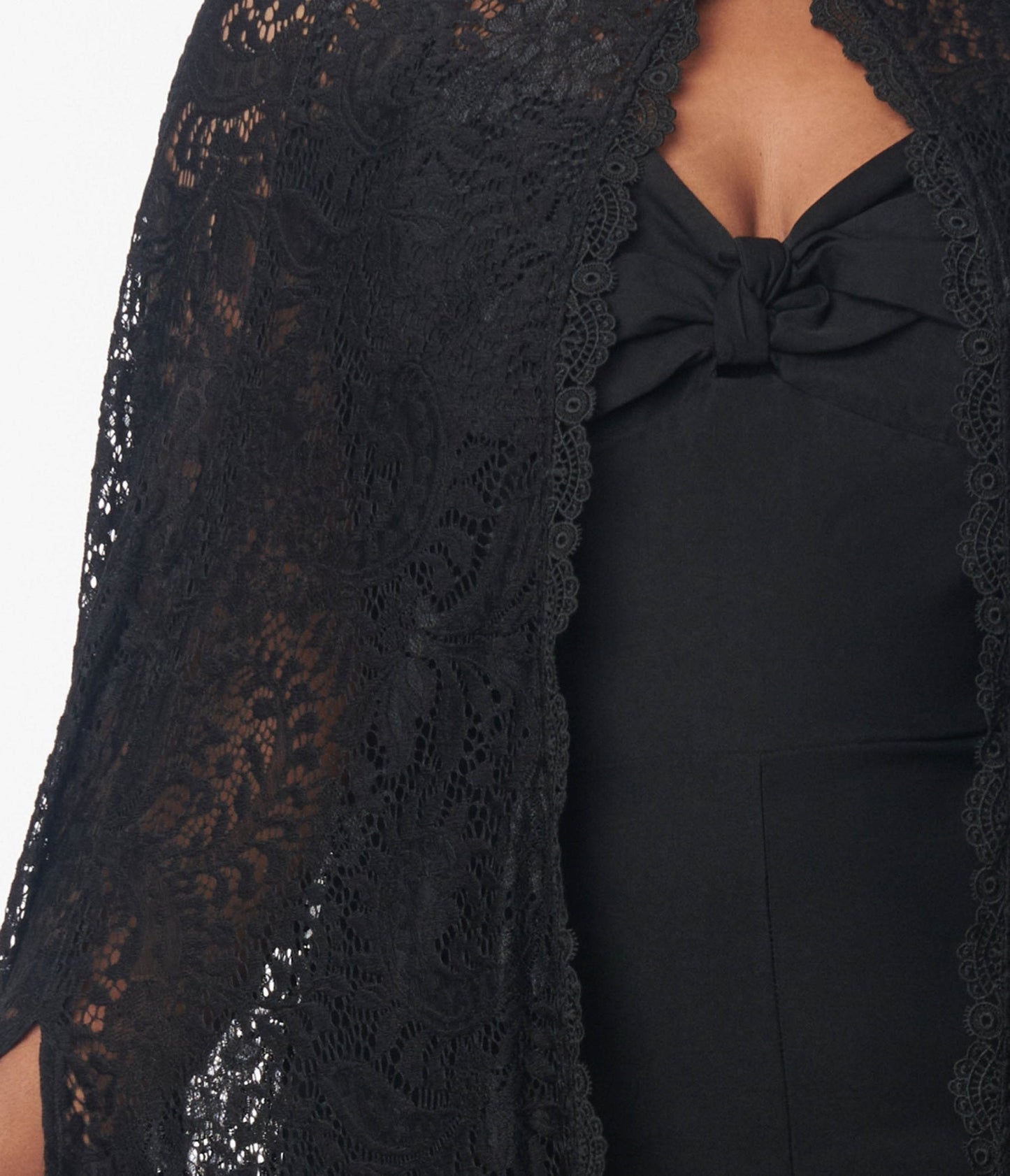 Unique Vintage Black Paisley Lace Cape