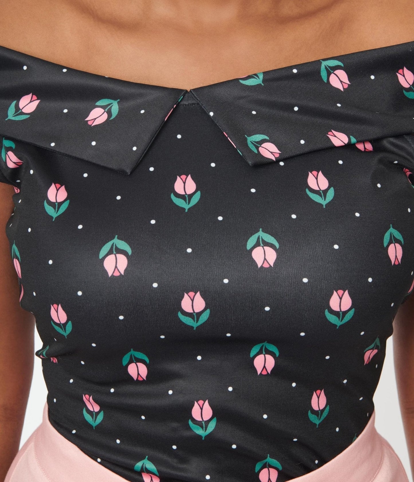 Unique Vintage Black Tulip Pin Dot Maraschino Top