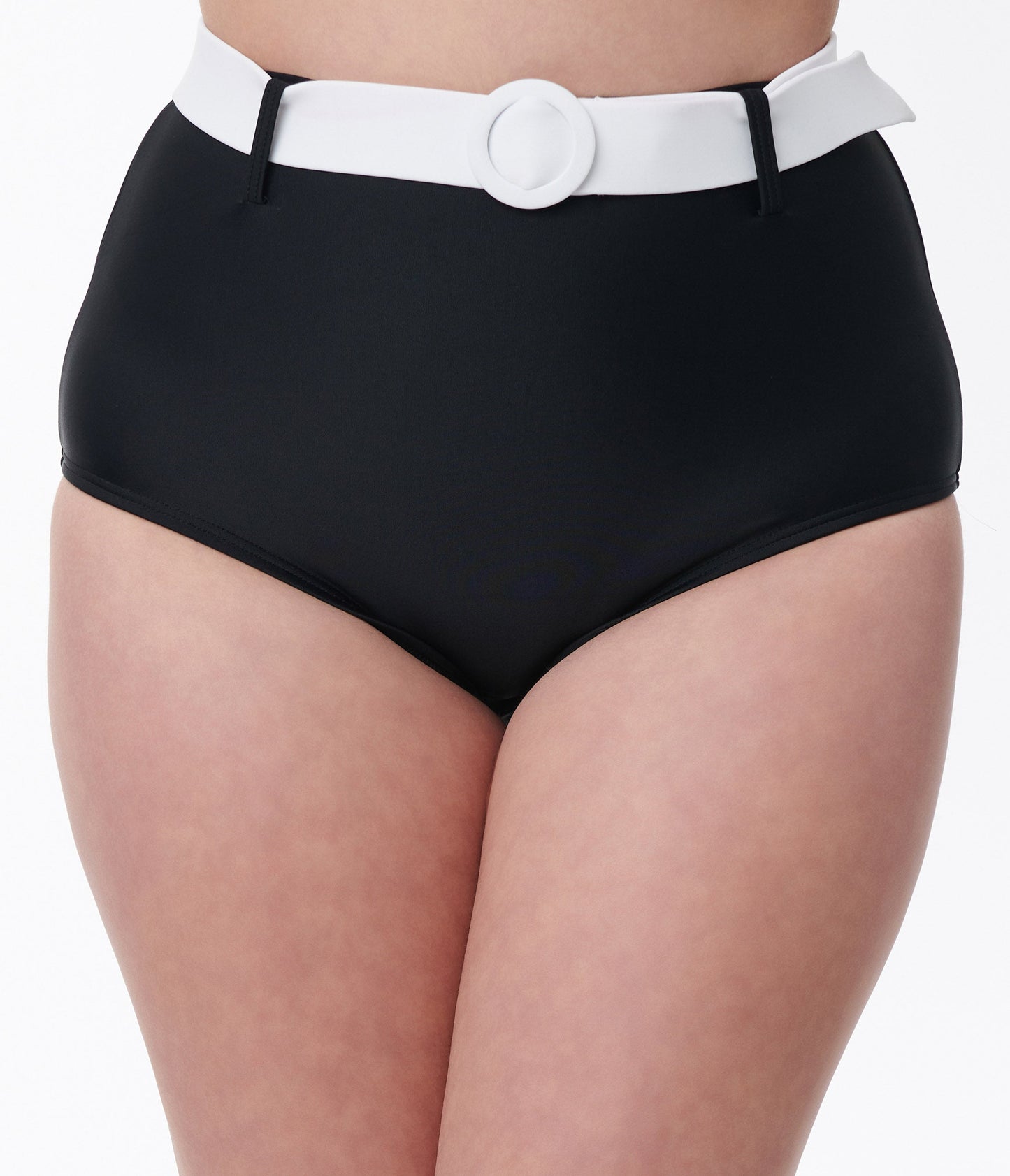 Unique Vintage Black & White Belted Swim Bottoms