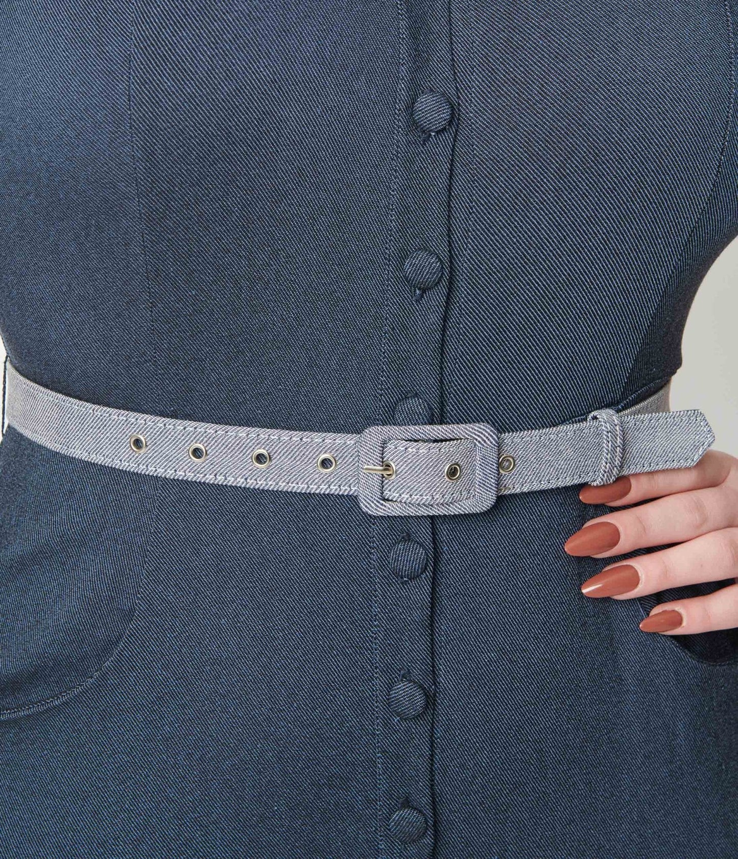 Unique Vintage Dark Blue Denim Bold Moment Jumpsuit