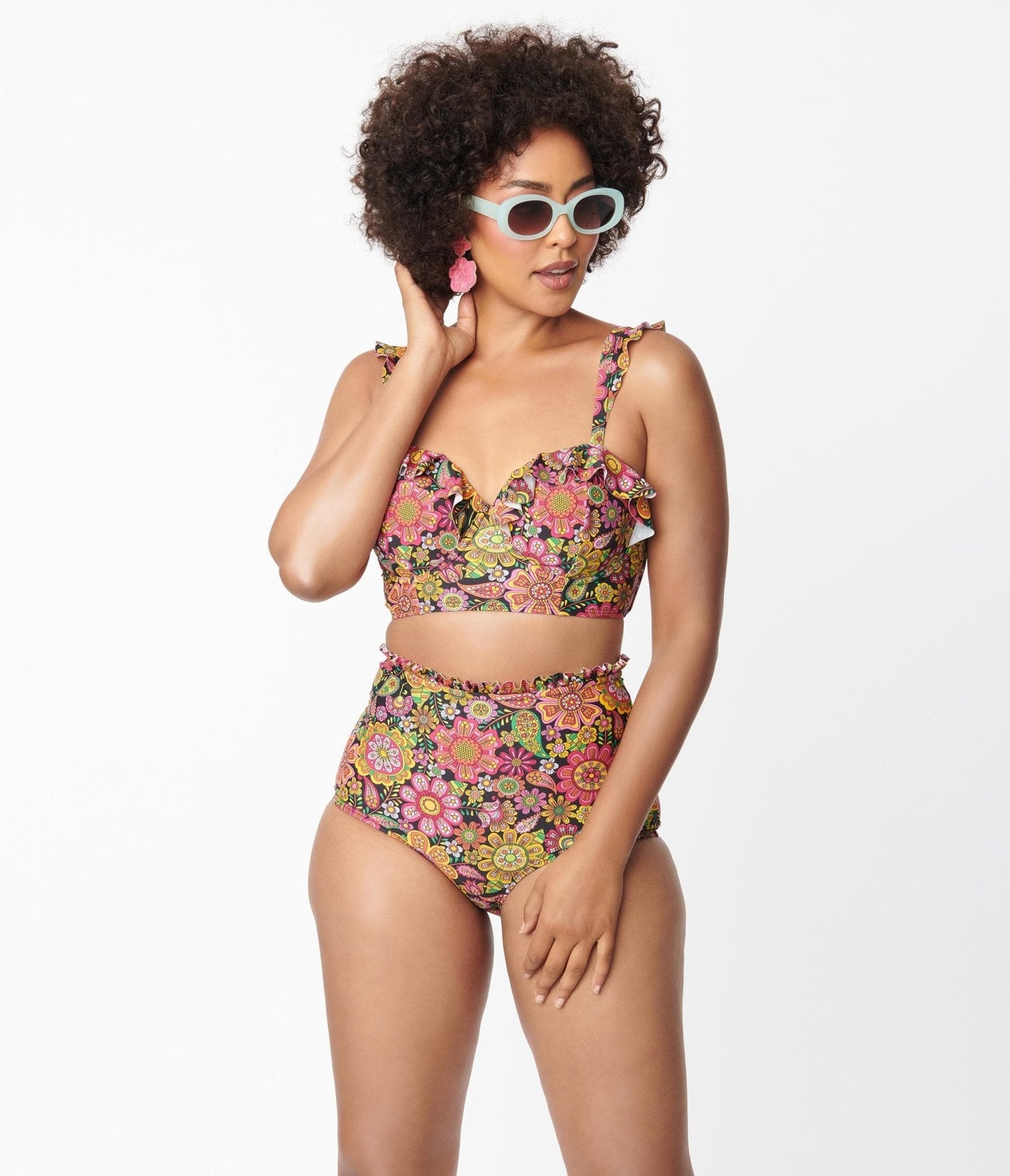 Unique Vintage Kaleidoscope Floral Southampton Swim Top
