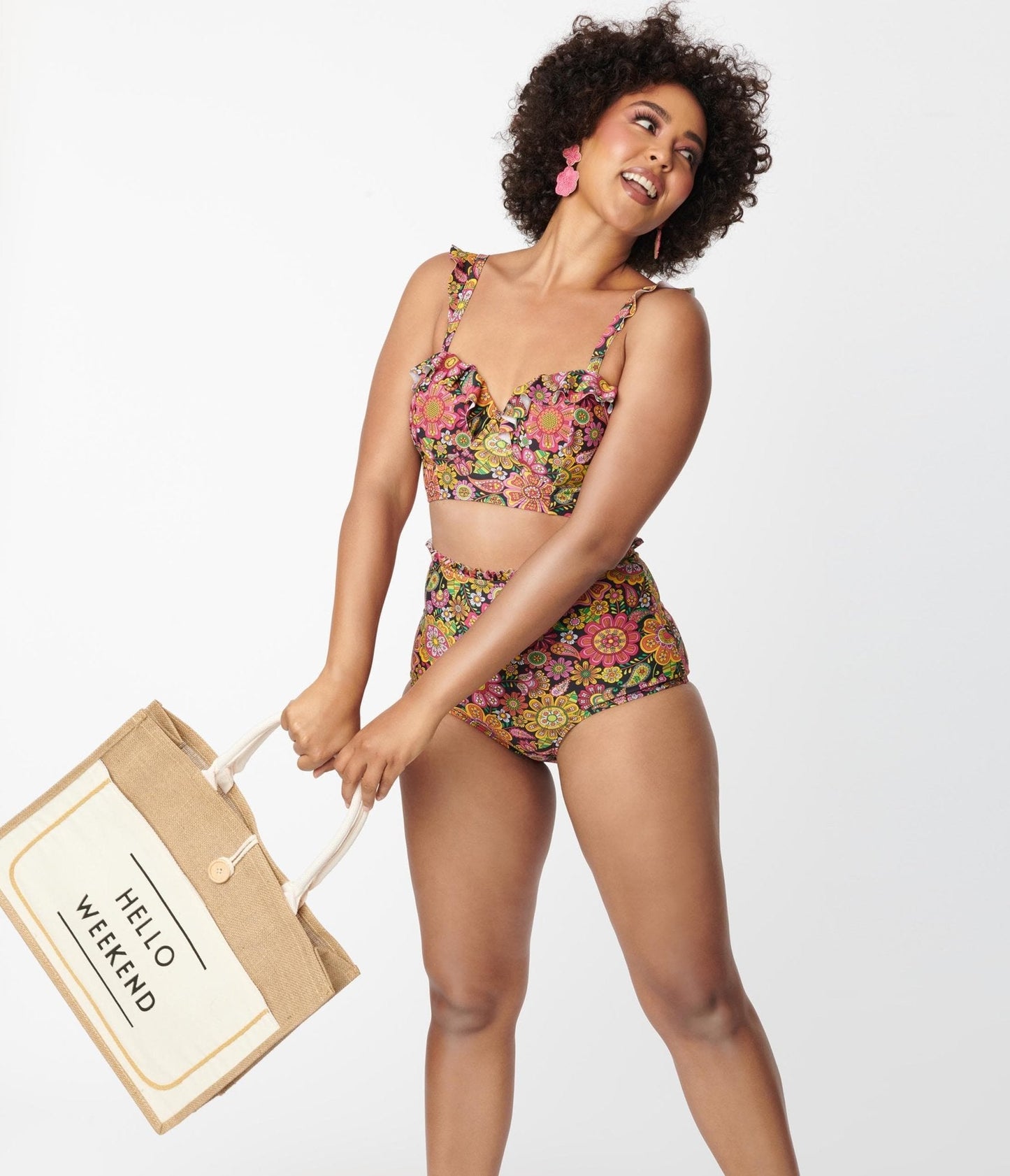 Unique Vintage Kaleidoscope Floral Southampton Swim Top