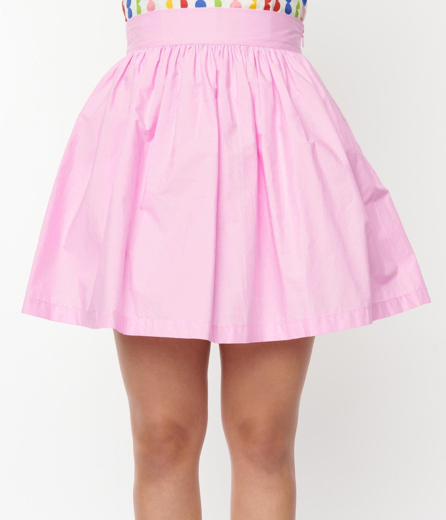 Unique Vintage Light Pink Gathered Mini Skirt