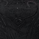 Unique Vintage Plus Size 1920s Black Beaded Fringe Sleeve Nadine Flapper Dress